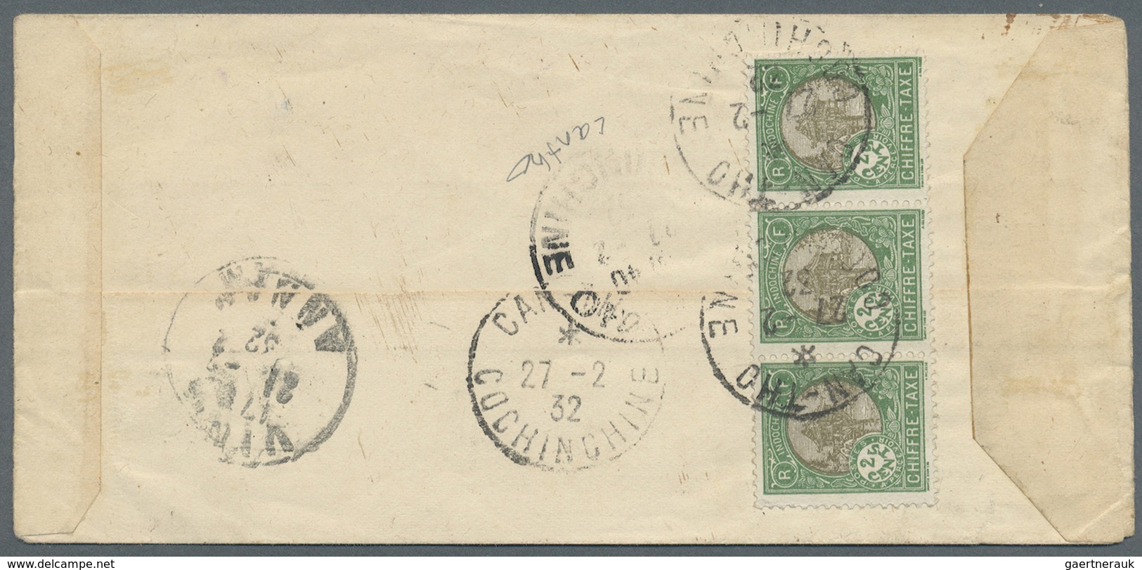 Br Französisch-Indochina: 1932. Envelope Addressed To Cantho, Cochinchine Bearing Indo-China SG 141, 2c - Brieven En Documenten