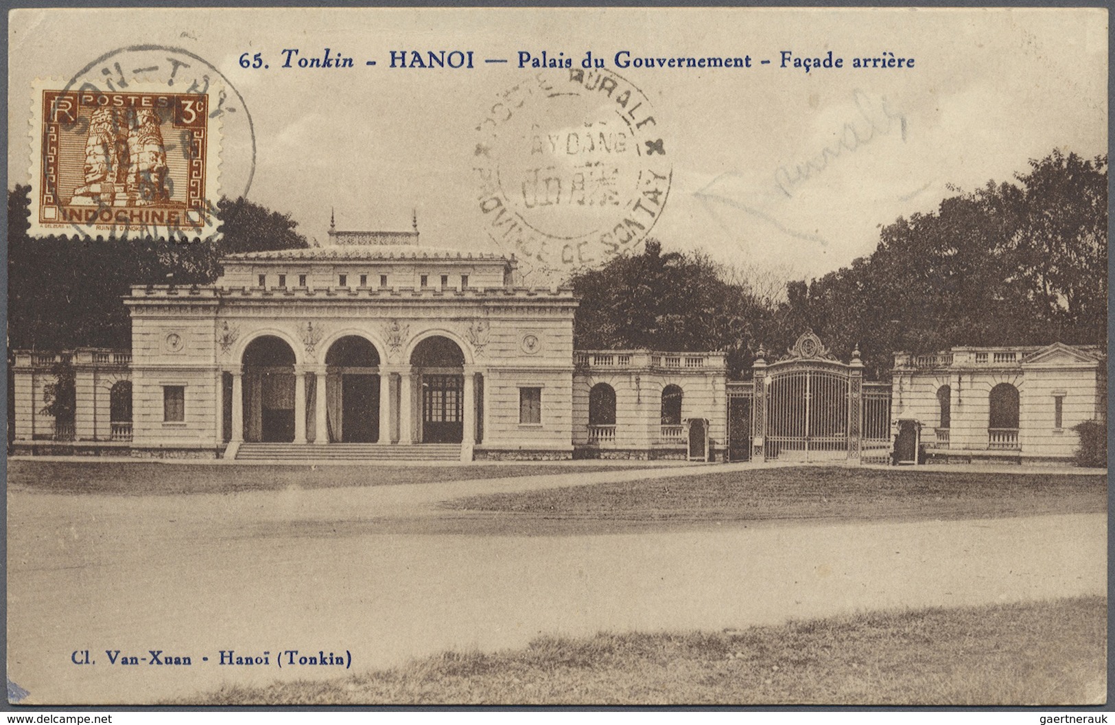 Br Französisch-Indochina: 1933. Picture Post Card Of 'Palais Du Government, Hanoi Addressed To France B - Brieven En Documenten