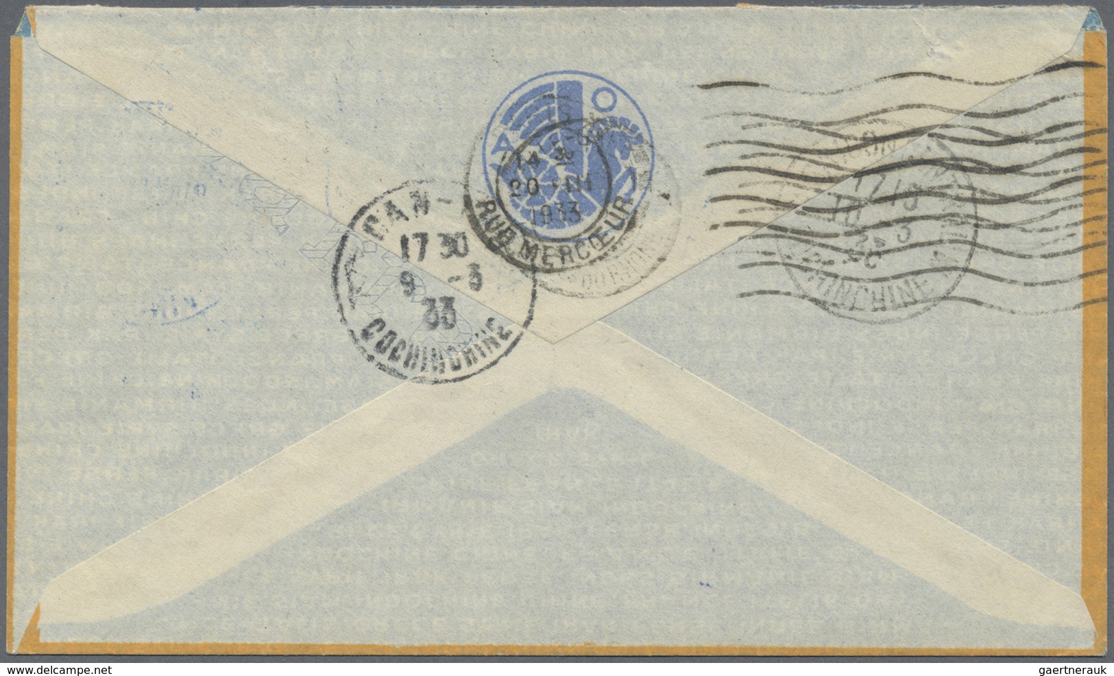 Br Französisch-Indochina: 1933. Air Mail Addressed To Paris Bearing French Indo-China SG 150, 11c Orang - Brieven En Documenten