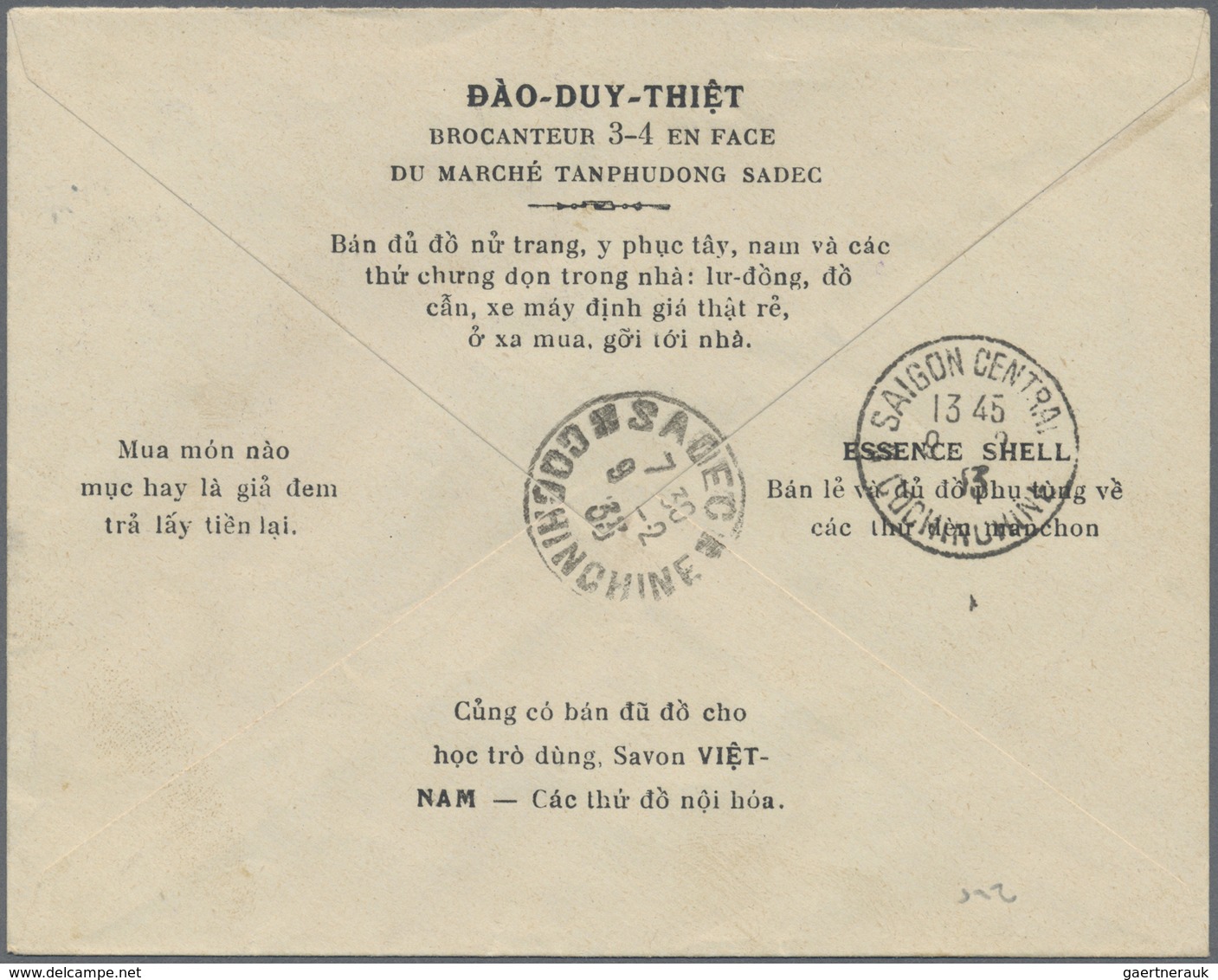 Br Französisch-Indochina: 1933. Envelope Addressed To Saigon Bearing Indo-China SG 175, 5c Violet Tied - Brieven En Documenten