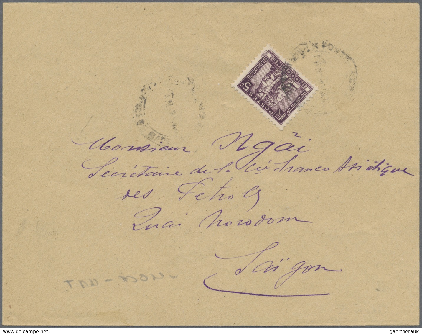 Br Französisch-Indochina: 1933. Envelope (vertical Fold) Addressed To Saigon Bearing Indo-China SG 175, - Brieven En Documenten