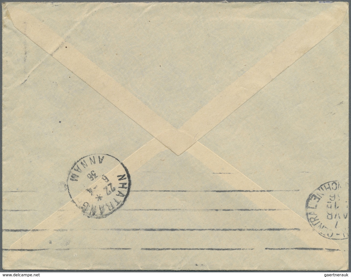 Br Französisch-Indochina: 1936. Envelope Addressed To France Bearing Indo-China SG 168, 1c Brown And SG - Brieven En Documenten