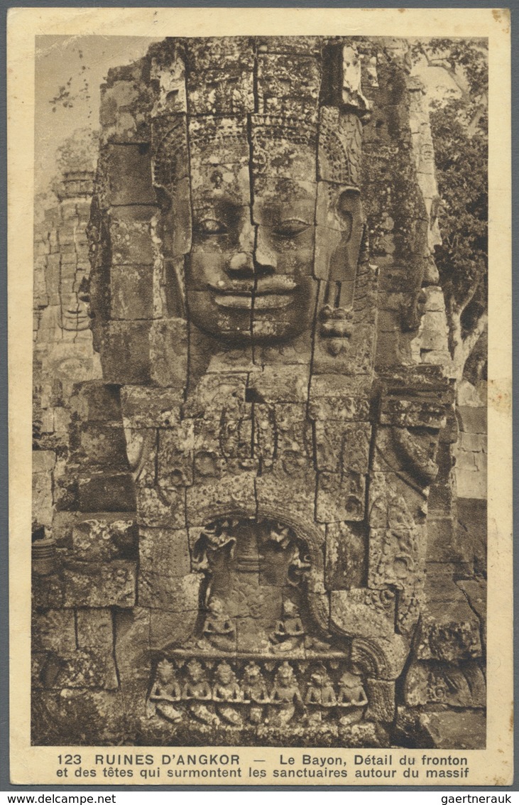 Br Französisch-Indochina: 1936. Picture Post Card Of 'Le Bayon, Angkor' Addressed To Marseille Bearing - Brieven En Documenten