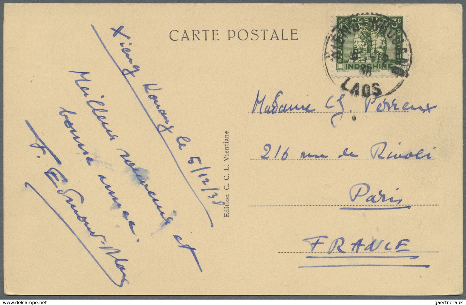 Br Französisch-Indochina: 1938. Picture Post Card Of 'Meo Tribe Lady, Sam-Neua' Addressed To France Bea - Brieven En Documenten