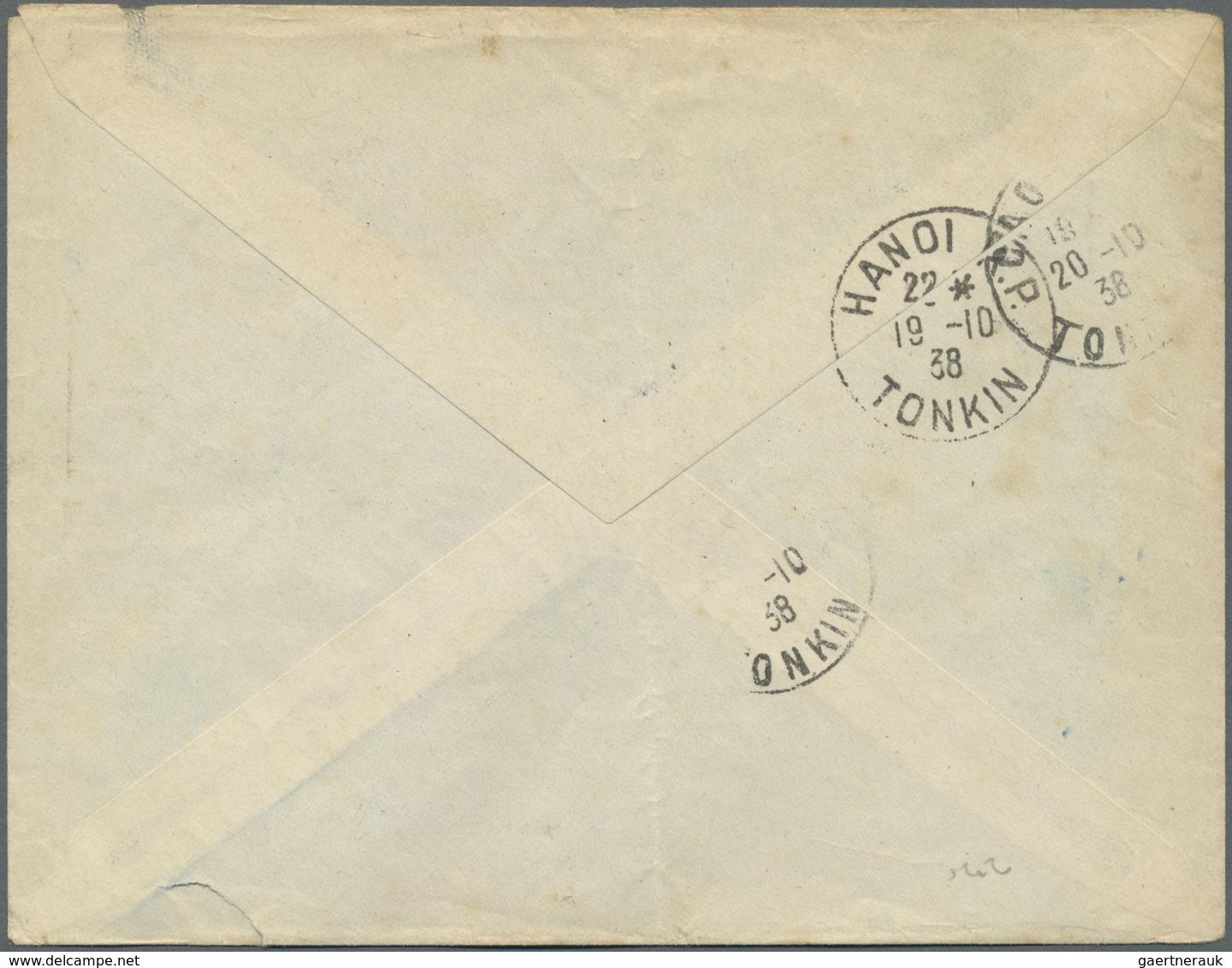 Br Französisch-Indochina: 1938. Envelope (vertical Fold, Toned) Addressed To Tonkin Bearing Indo-China - Brieven En Documenten