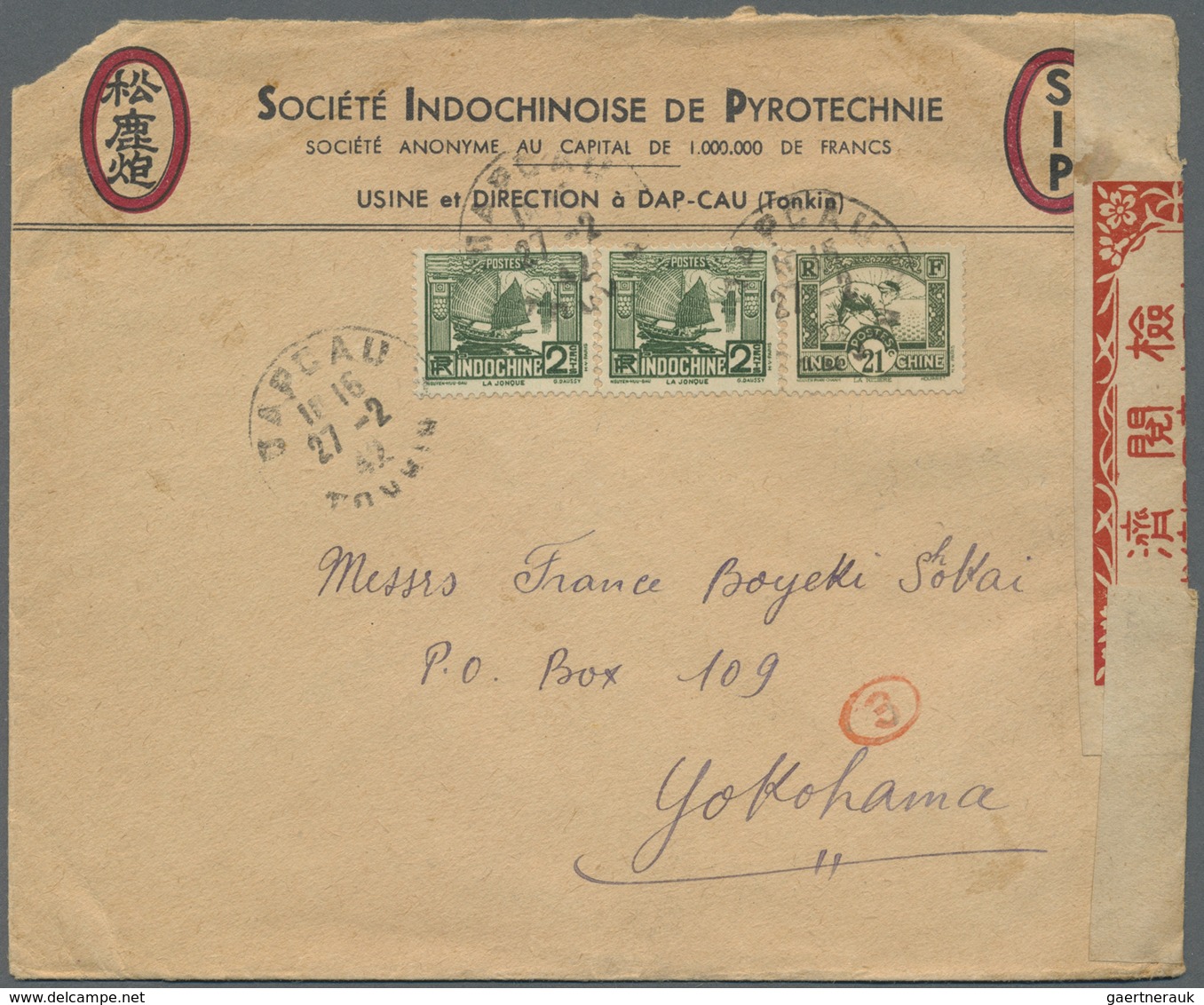 Br Französisch-Indochina: 1942. Envelope (small Corner Fault) Written From Dap-Cau, Tonkin Addressed To - Brieven En Documenten