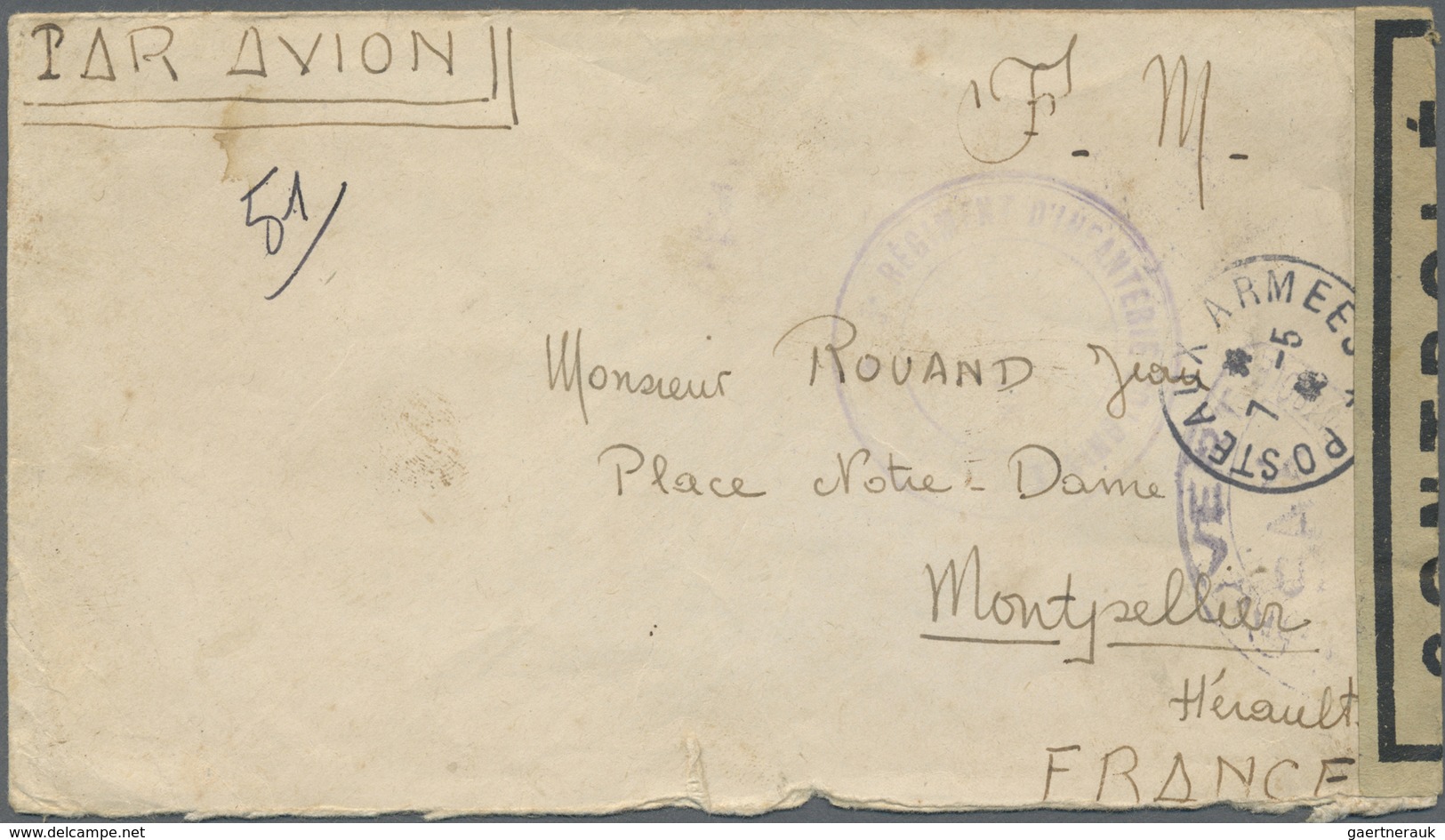 Br Französisch-Indochina: 1946. Stampless Air Mail Envelope Written From Pakse, Laos Dated '28th Avril - Covers & Documents