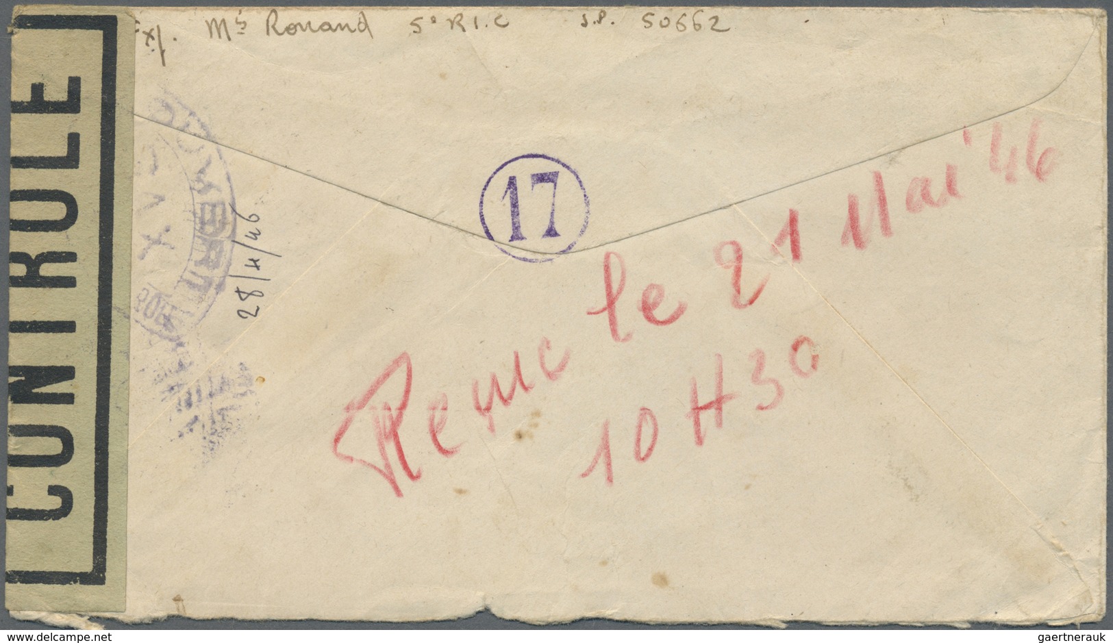 Br Französisch-Indochina: 1946. Stampless Air Mail Envelope Written From Pakse, Laos Dated '28th Avril - Brieven En Documenten