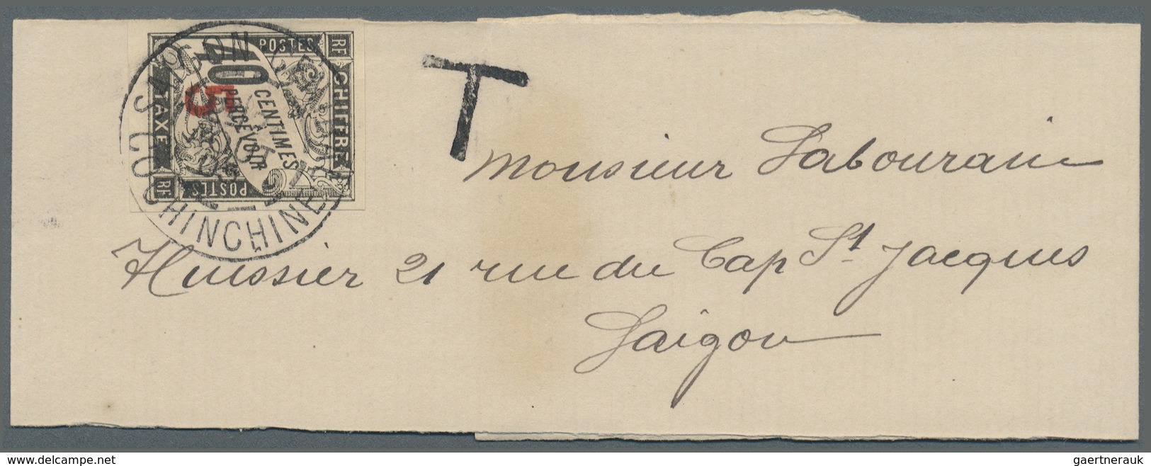 Br Französisch-Indochina - Portomarken: 1905. News-Band Wrapper Addressed To Saigon Bearing Indo-China - Strafport