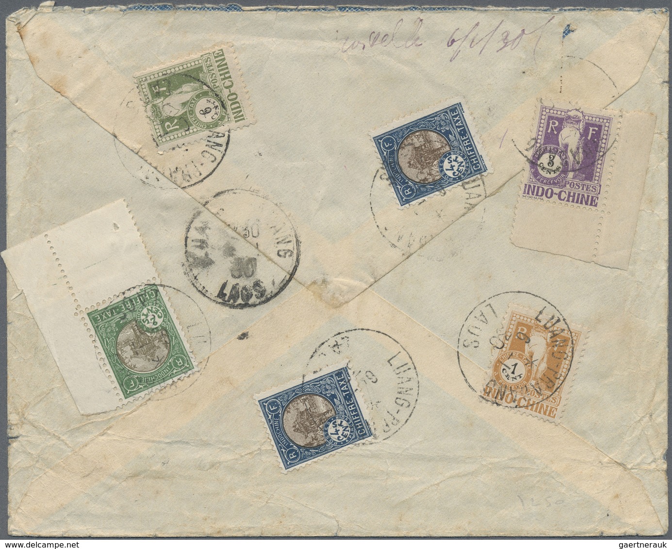 Br Französisch-Indochina - Portomarken: 1929. Stampless Envelope (small Faults) Written From ‘St Asiati - Strafport