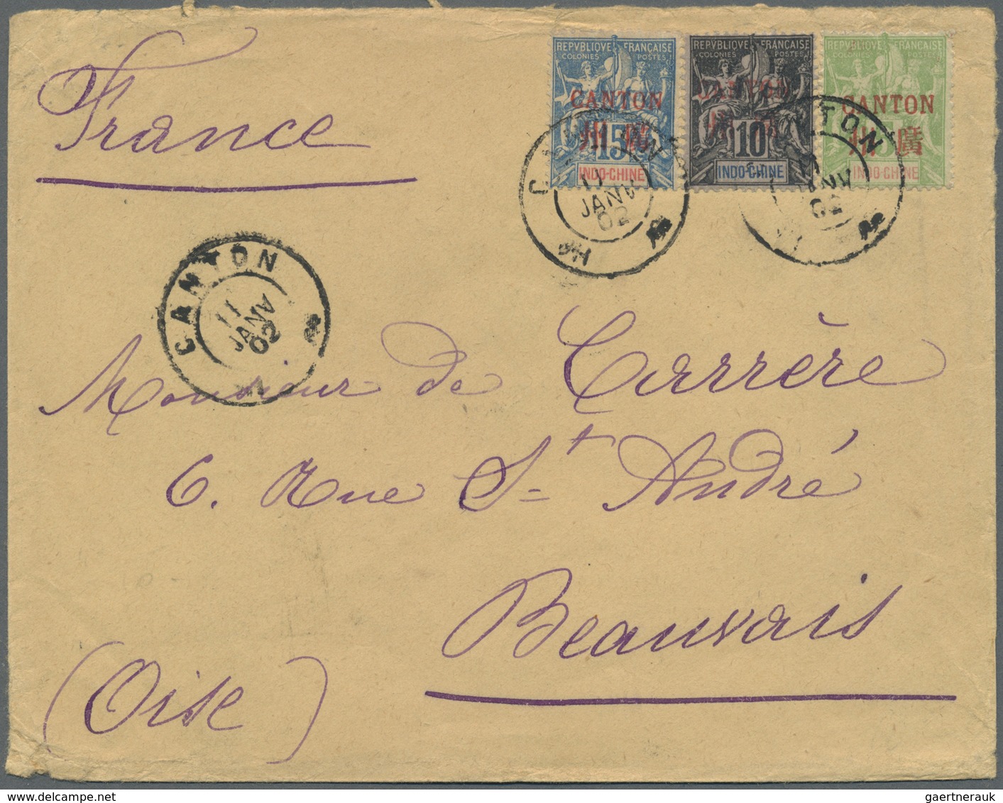 Br Französisch-Indochina - Postämter In Südchina: Canton, 1902. Envelope Addressed To France Bearing Ca - Andere & Zonder Classificatie