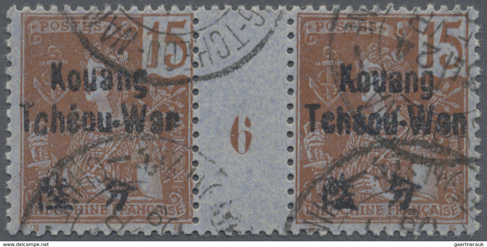 O Französisch-Indochina - Postämter In Südchina: 1906, KOUANG-TCHEOU, 15c. Reddish-brown On Bluish-gre - Andere & Zonder Classificatie