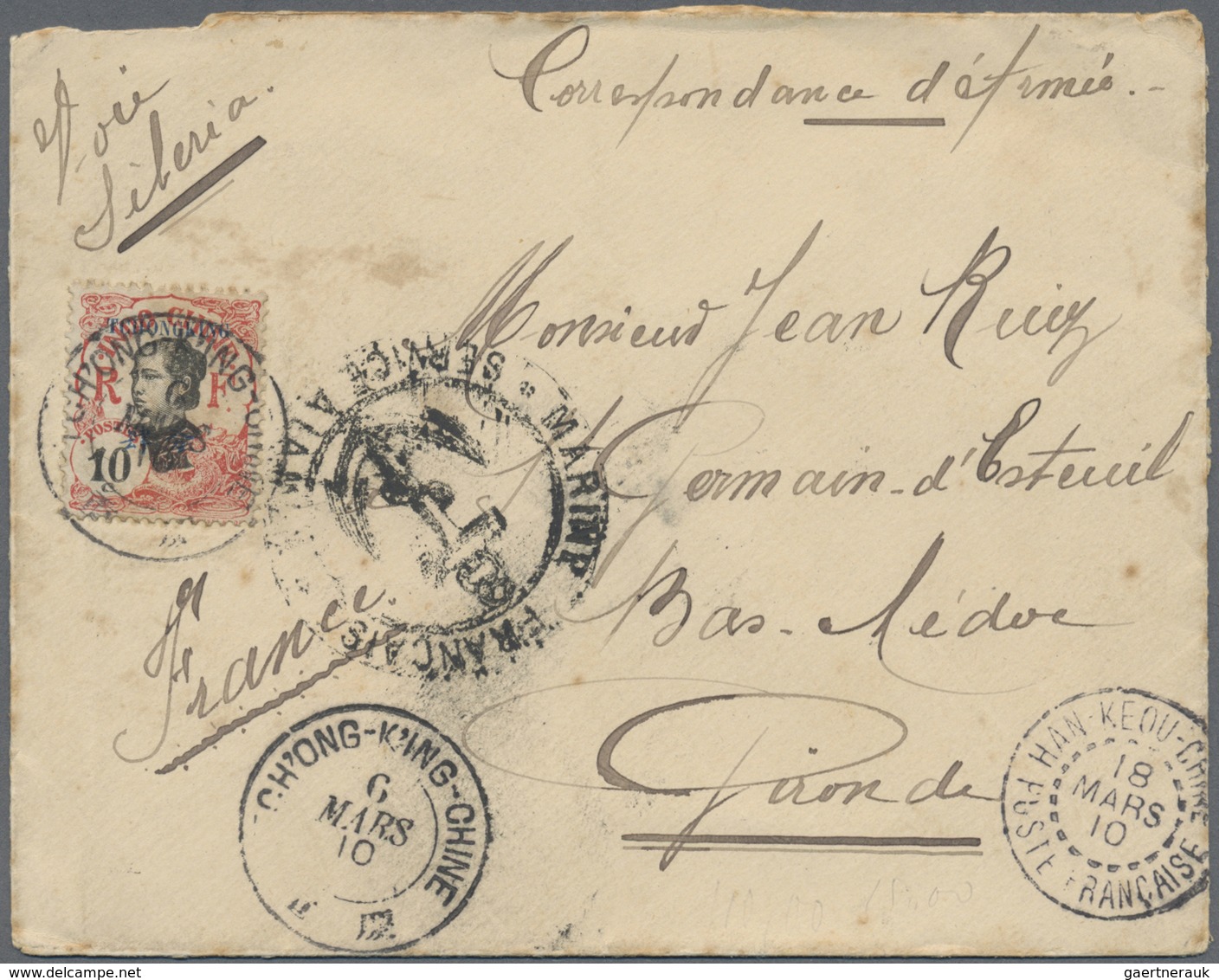 Br Französisch-Indochina - Postämter In Südchina: Kouang-Tcheou, 1910. Military Mail Envelope (traces O - Andere & Zonder Classificatie