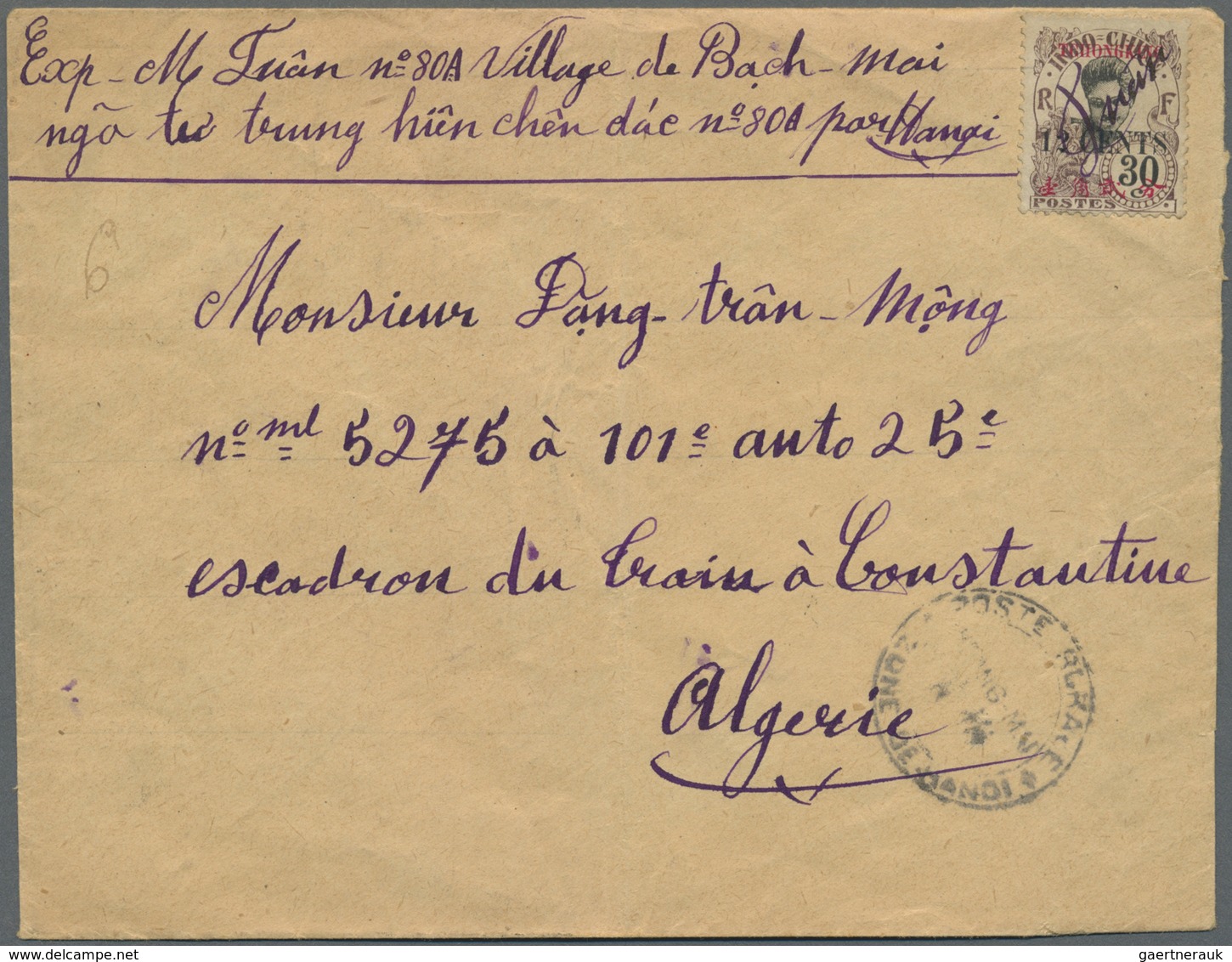 Br Französisch-Indochina - Postämter In Südchina: 1920. Envelope (vertical Fold) Written From 'Bach-Mai - Andere & Zonder Classificatie