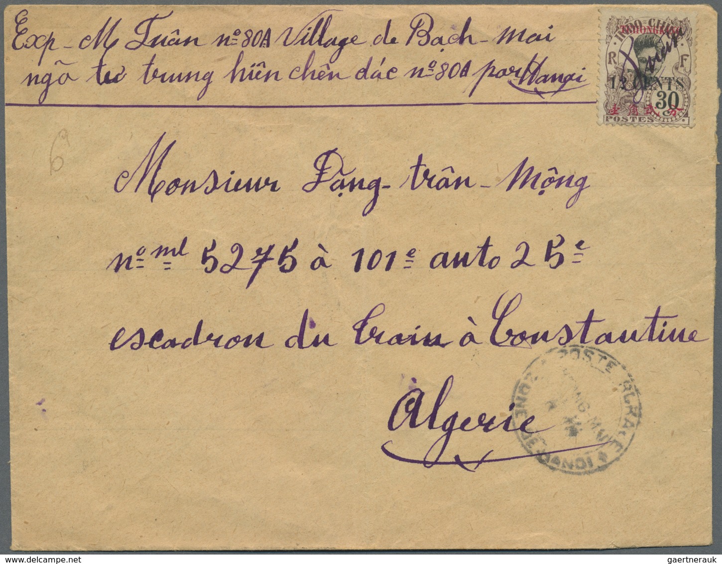 Br Französisch-Indochina - Postämter In Südchina: 1920. Envelope (vertical Fold) Written From 'Bach-Mai - Other & Unclassified