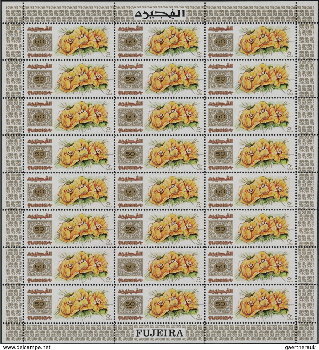 ** Fudschaira / Fujeira: 1969, Flowers, Perforated Issue, 25dh. To 5r., Complete Set Of Nine Values Eac - Fujeira