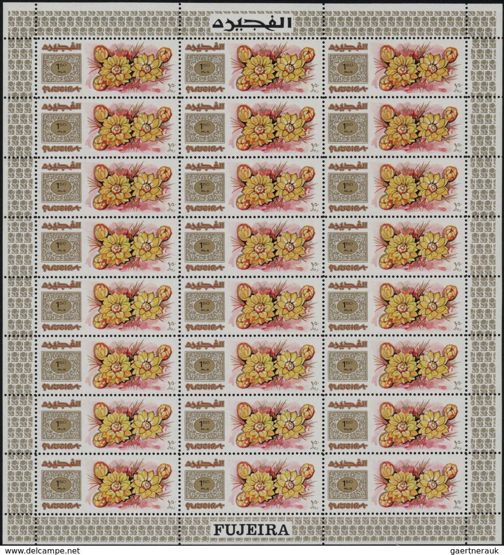 ** Fudschaira / Fujeira: 1969, Flowers, Perforated Issue, 25dh. To 5r., Complete Set Of Nine Values Eac - Fujeira