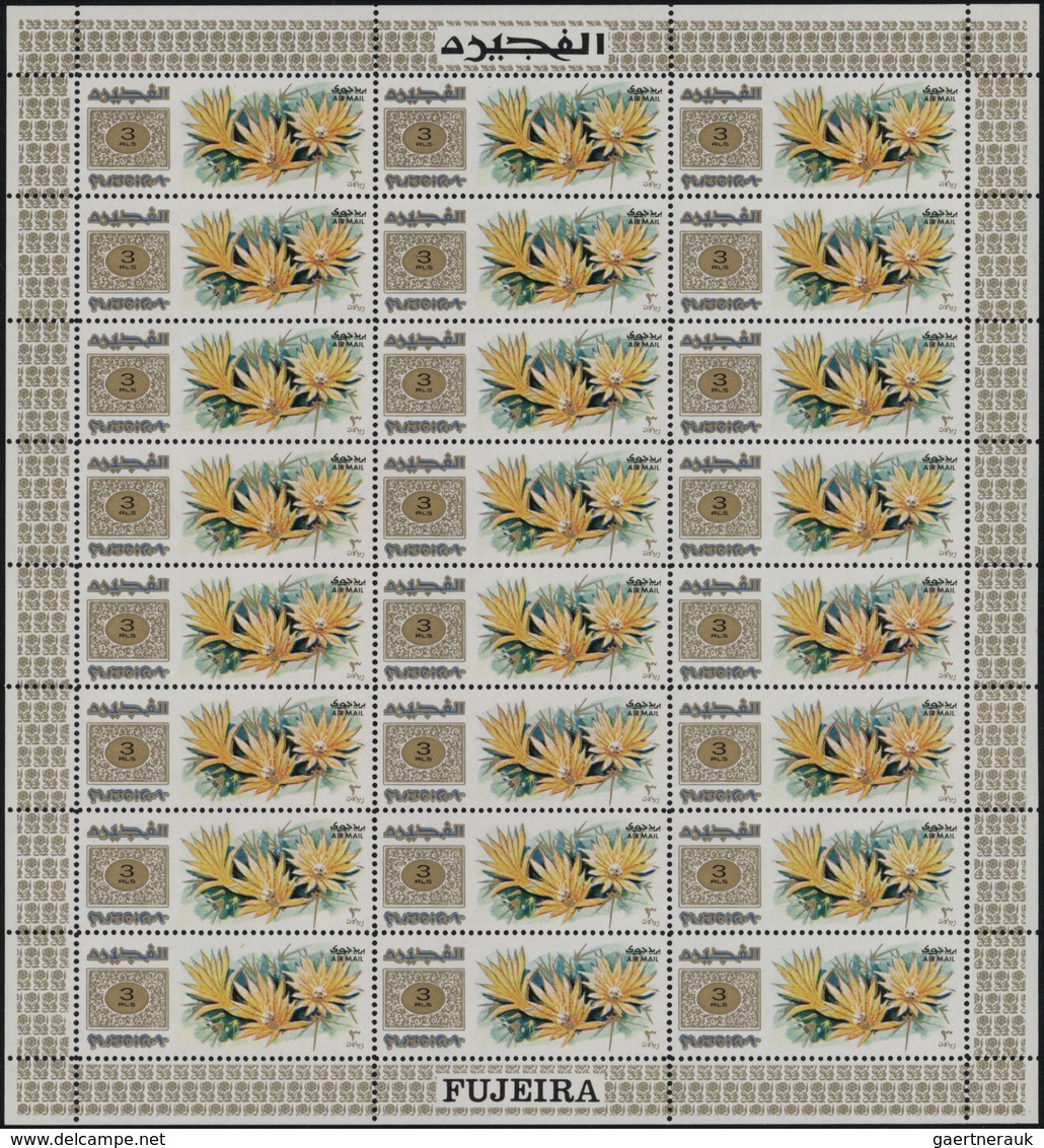 ** Fudschaira / Fujeira: 1969, Flowers, perforated issue, 25dh. to 5r., complete set of nine values eac