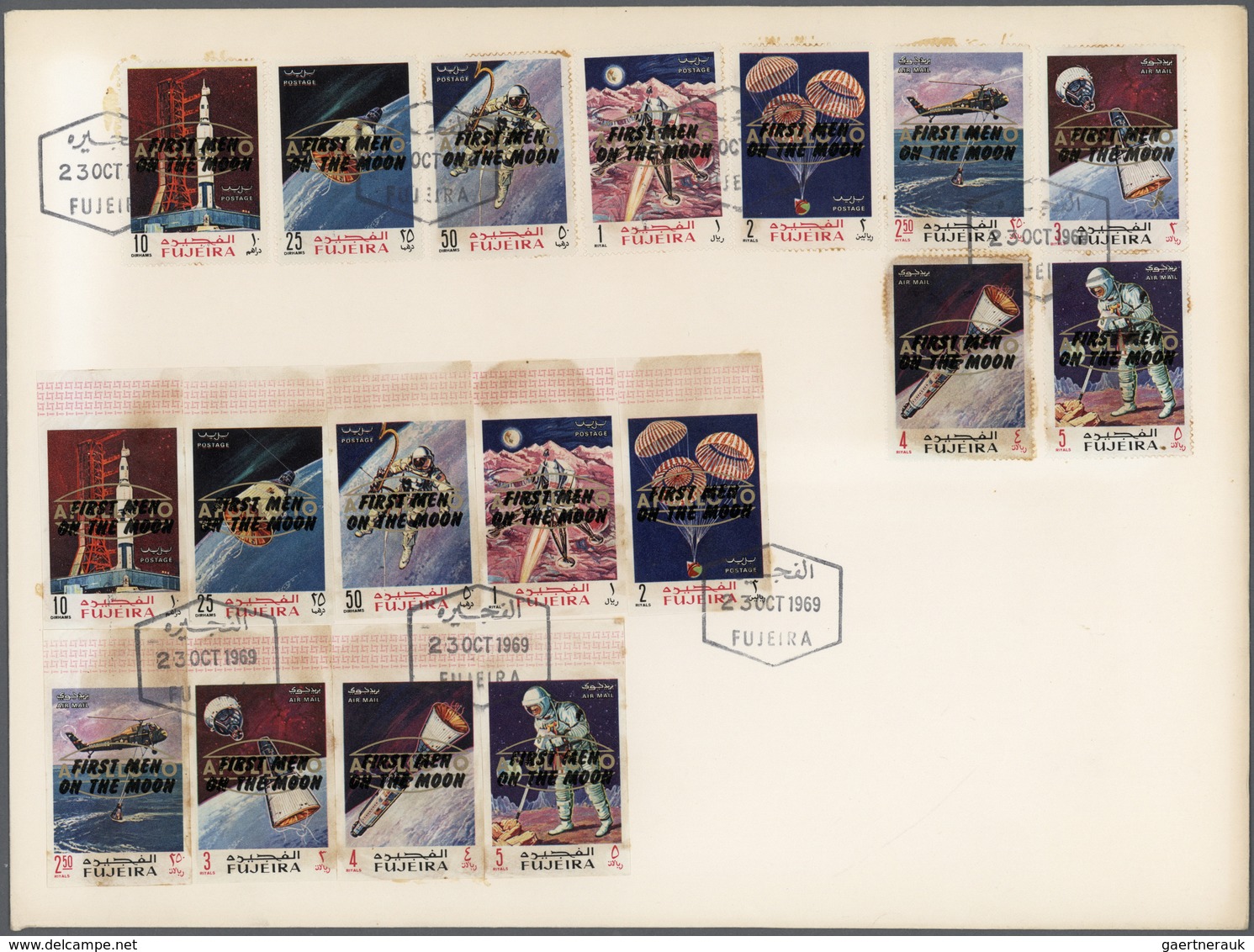 Br Fudschaira / Fujeira: 1969, Moon Landing overprints, perf./imperf. issues, three sets of nine values