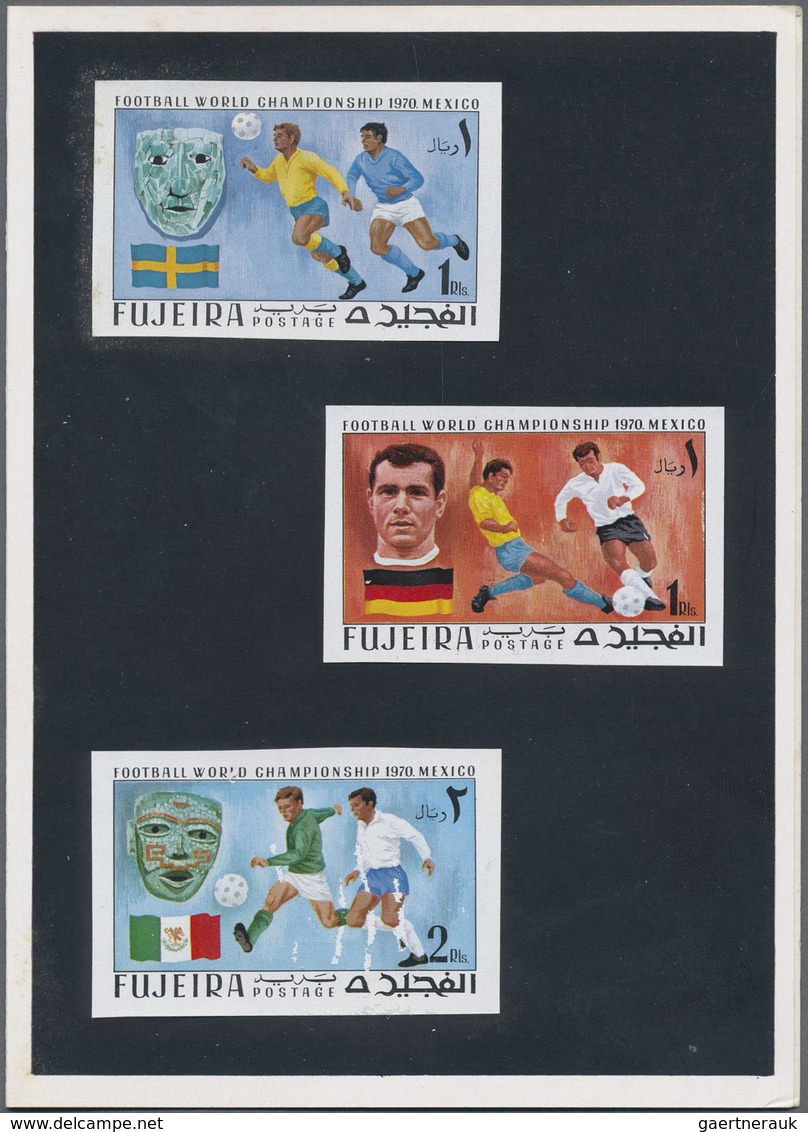 (*) Fudschaira / Fujeira: 1970, Football World Championship Mexico Complete Set In Imperf. PROOFS Affixe - Fujeira