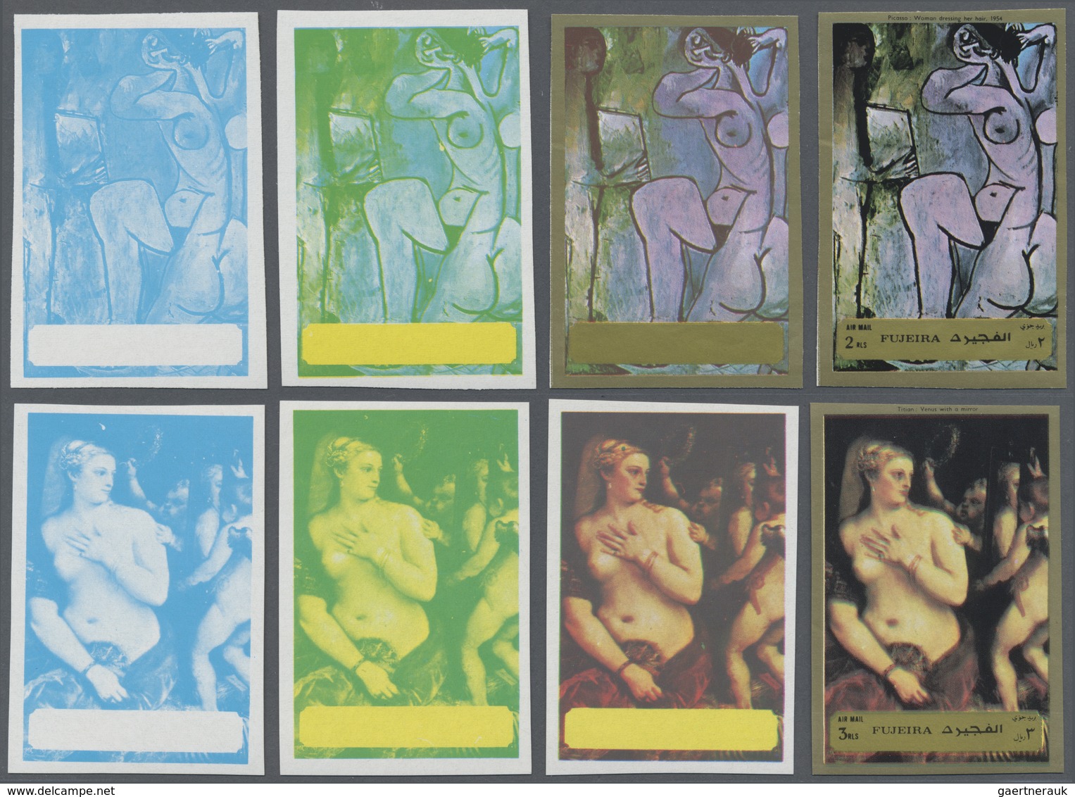 ** Fudschaira / Fujeira: 1972, Nude Painting (Titian, Picasso, Degas), Two Sets Of Six Values With Four - Fujeira