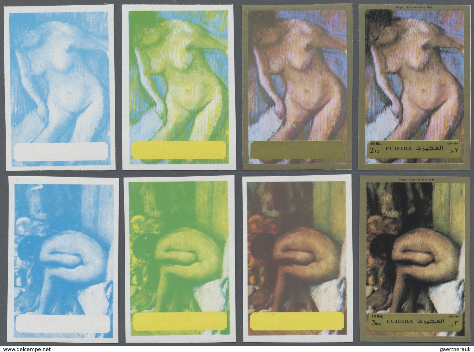 ** Fudschaira / Fujeira: 1972, Nude Painting (Titian, Picasso, Degas), two sets of six values with four