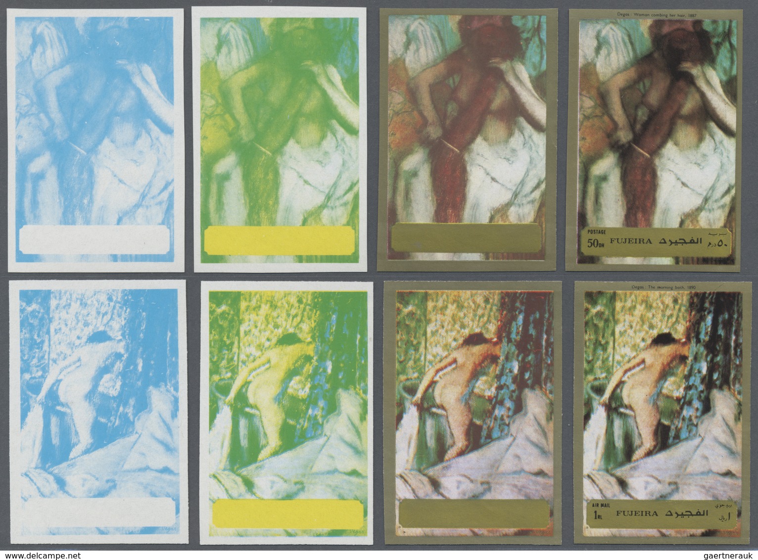 ** Fudschaira / Fujeira: 1972, Nude Painting (Titian, Picasso, Degas), two sets of six values with four