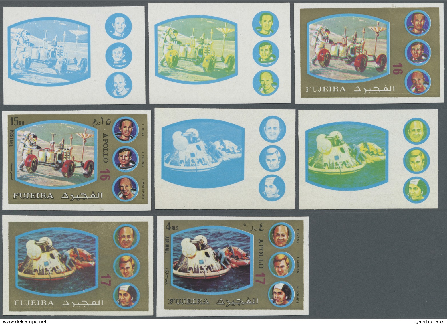 ** Fudschaira / Fujeira: 1972, Apollo Programs, 15dh. To 4r., Coplete Set Of Eleven Values With Four Im - Fujeira