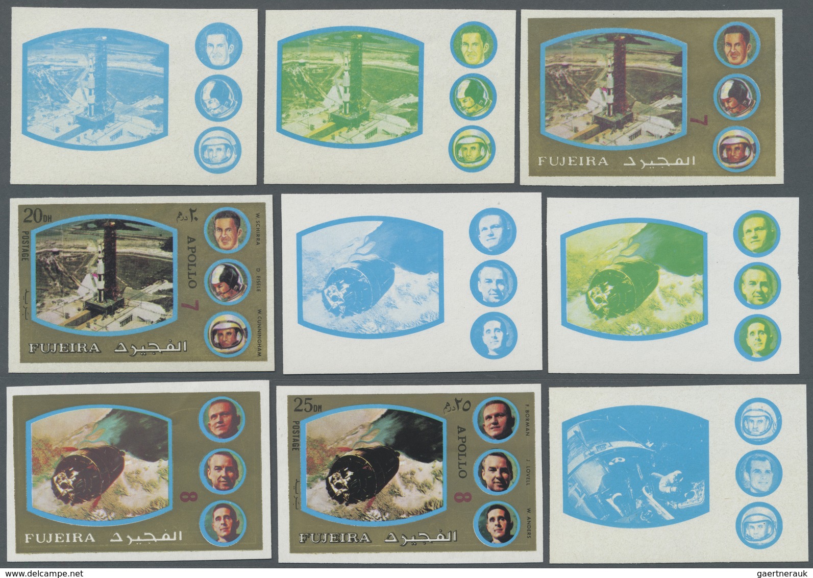 ** Fudschaira / Fujeira: 1972, Apollo Programs, 15dh. to 4r., coplete set of eleven values with four im