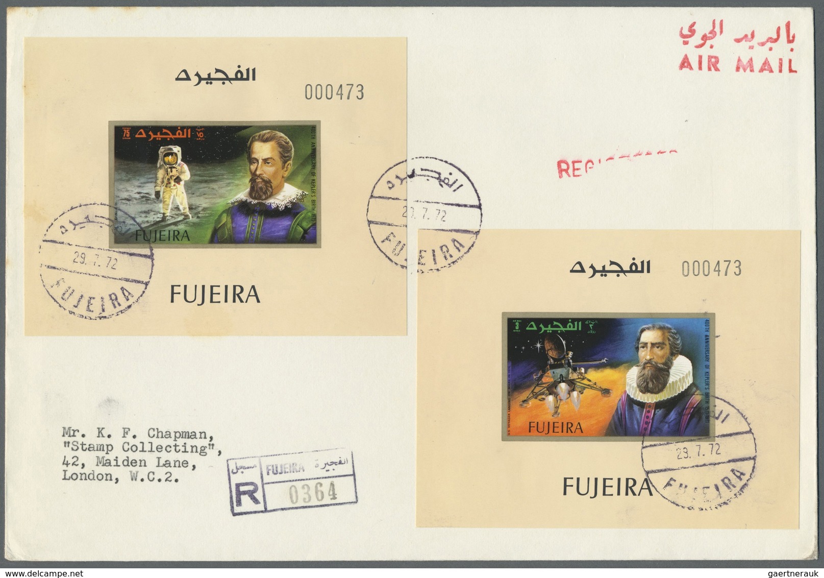 Br Fudschaira / Fujeira: 1972, 400th Anniversary Of Birth Of Johannes Kepler, DE LUXE SHEETS, Complete - Fujeira