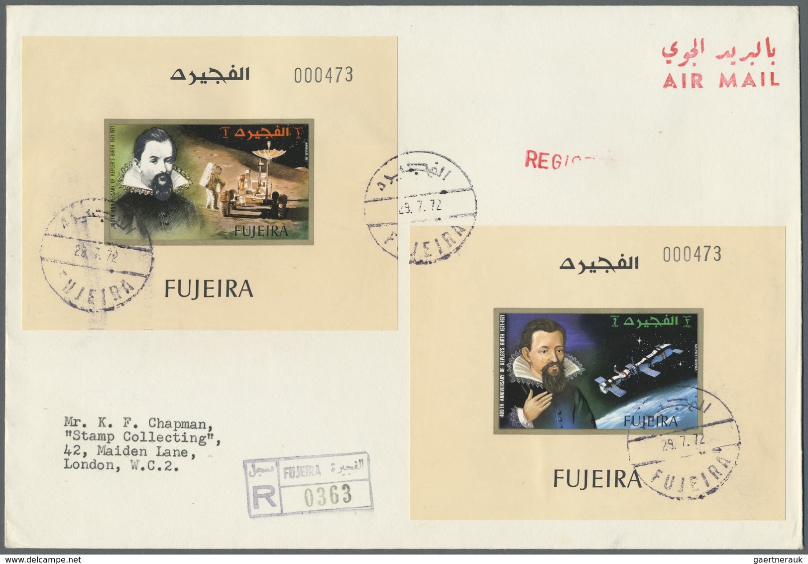 Br Fudschaira / Fujeira: 1972, 400th Anniversary Of Birth Of Johannes Kepler, DE LUXE SHEETS, Complete - Fujeira