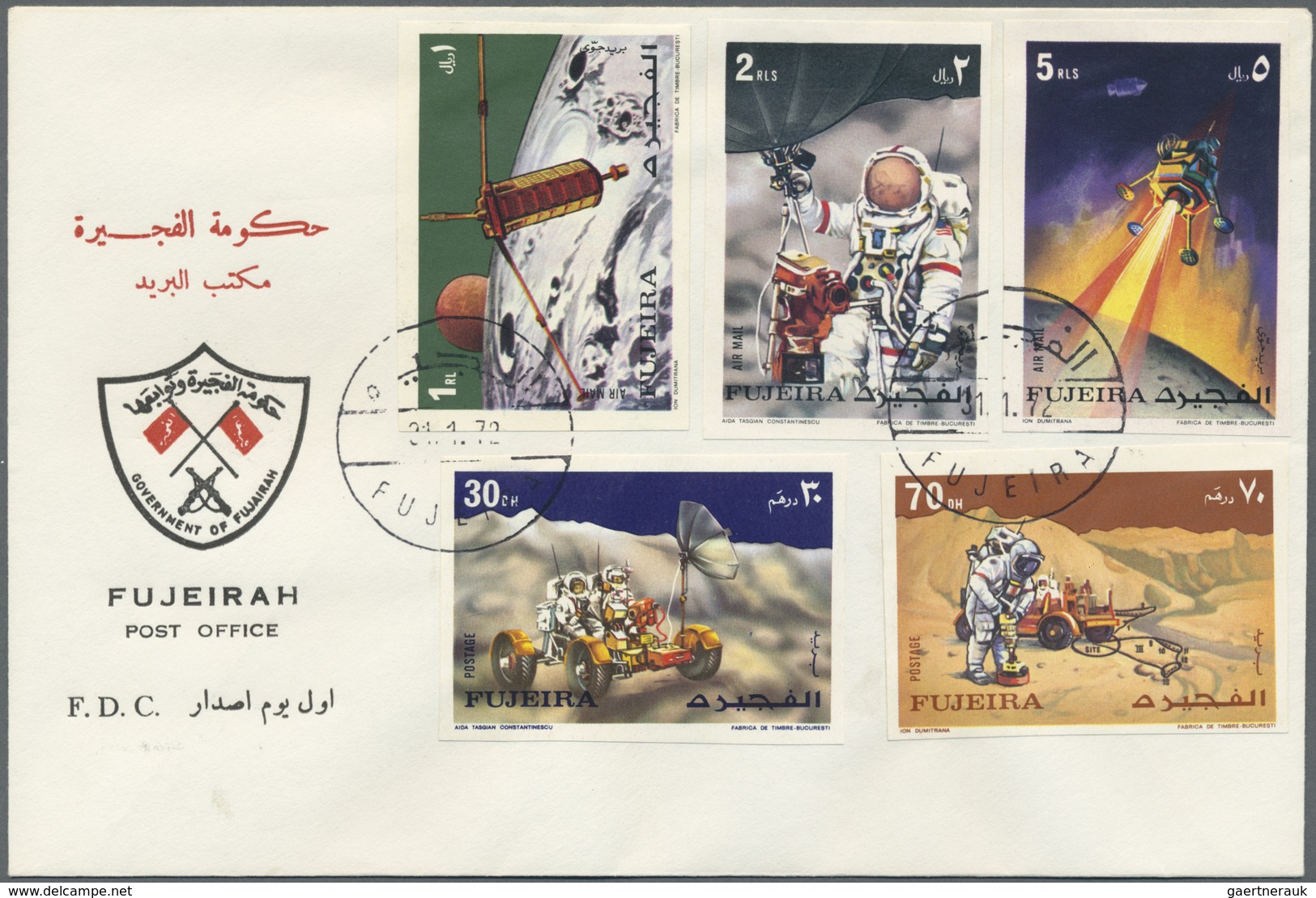 Br Fudschaira / Fujeira: 1972, Apollo 15, Perf./imperf., Complete Sets Of Five Values Each And Both Sou - Fujeira