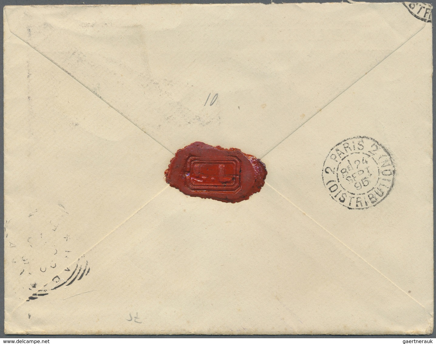 Br Holyland: 1895. Registered Envelope (vertical Tear) Addressed To France Headed 'Ecole Israelite De S - Palestine