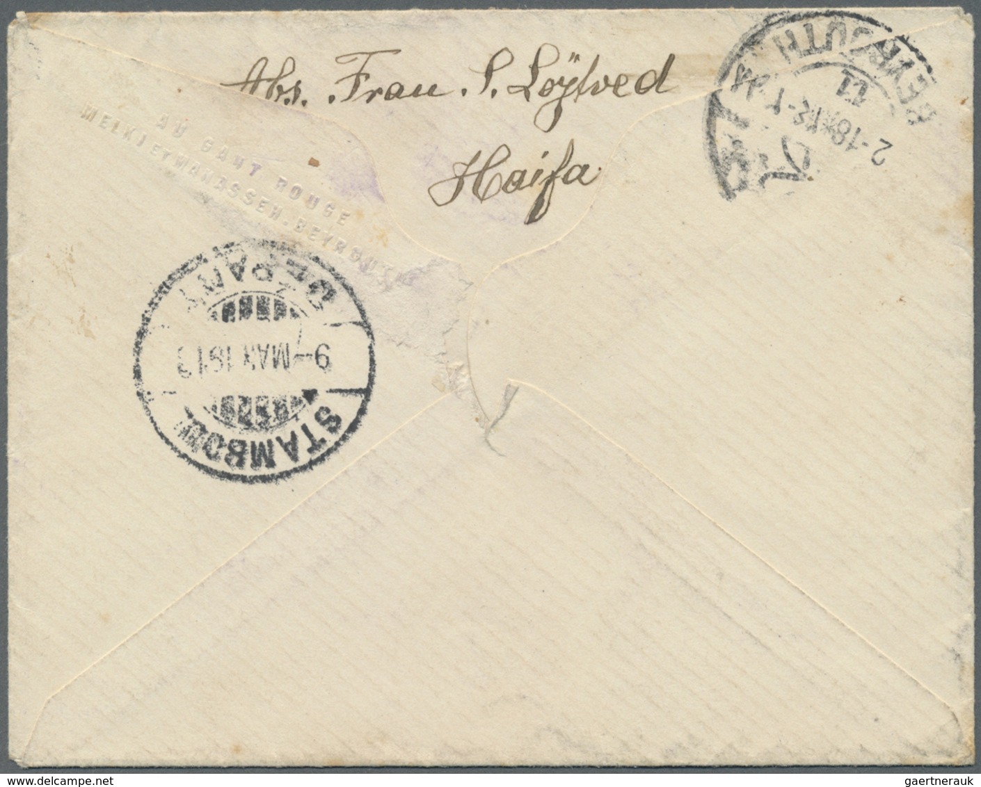 Br Holyland: 1918, “CAIFFA 1 - 12/2/18” Bilingual Octogonal D.s. (Coles-Walker No.60) On Envelope To Be - Palestine