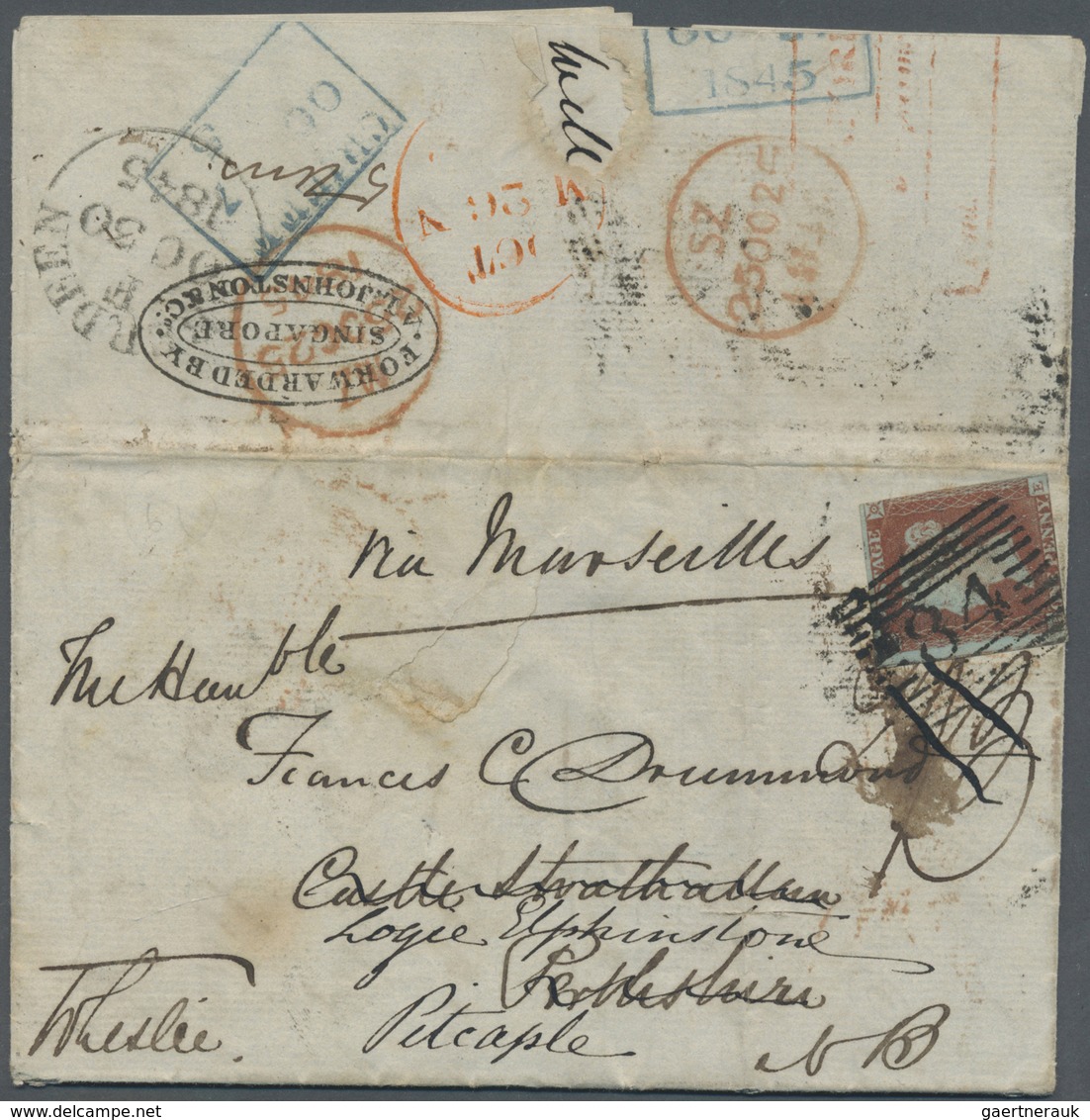 Br Hongkong: 1845. Stampless Envelope Written From Hong Kong Dated '3rd August 1845' Addressed To Scotl - Other & Unclassified