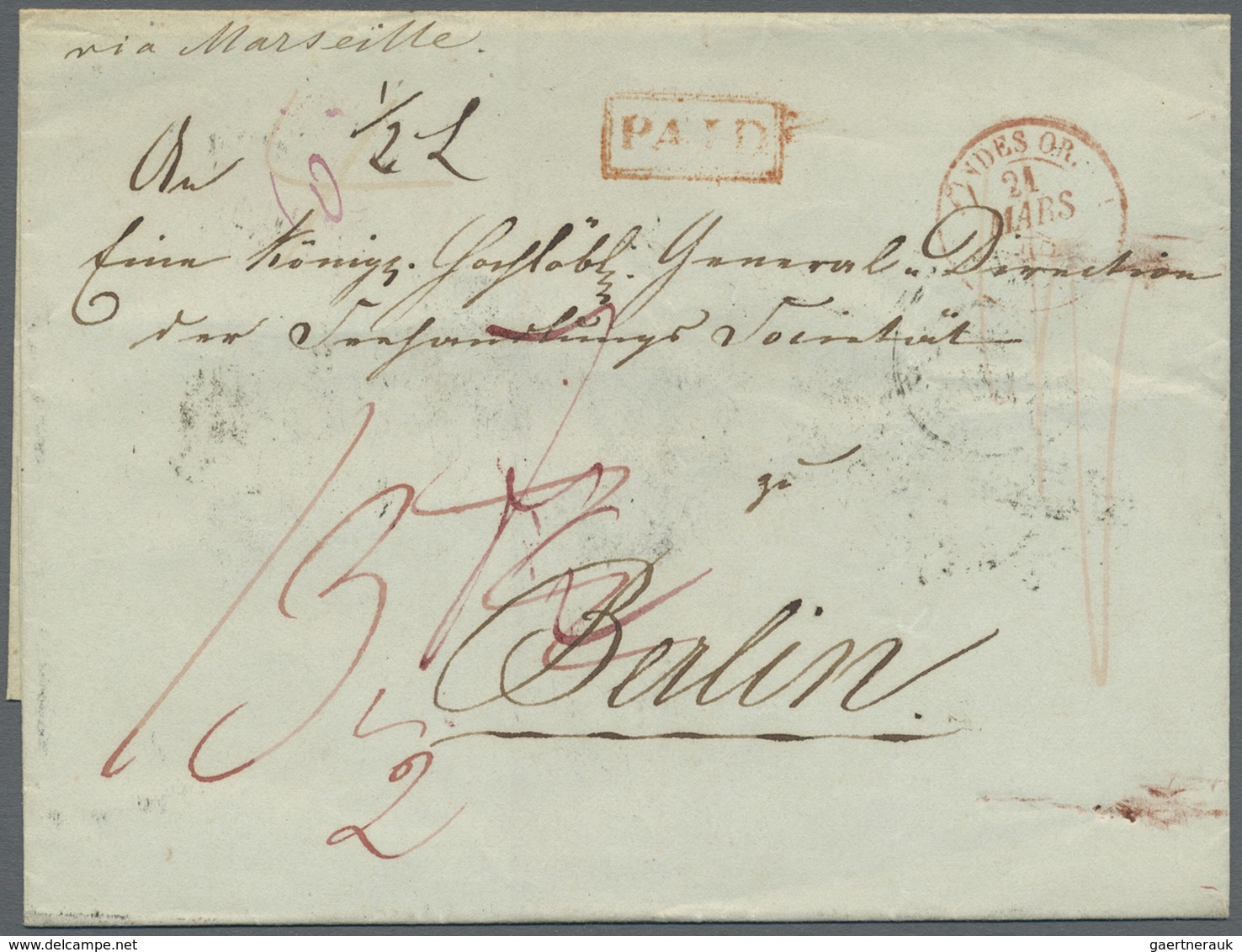 Br Hongkong: 1848, "HONG-KONG 29 JA 1848" On Reverse Of Folded Envelope With Red Boxed "PAID" Endorsed - Other & Unclassified