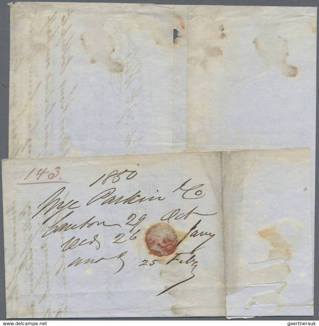 Br Hongkong: 1850. Stampless Envelope Written From Canton 26th November Addressed To London With Hong K - Autres & Non Classés