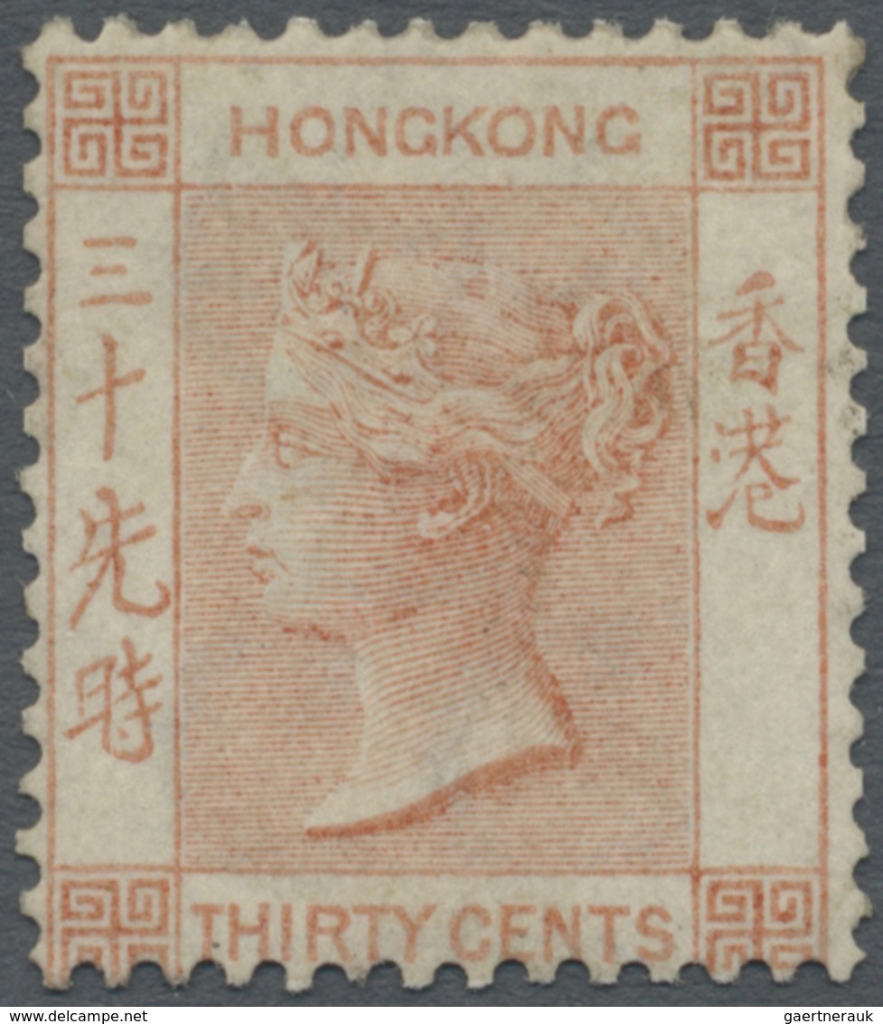 (*) Hongkong: 1863, 30 C. Vermillion, Regummed, Otherwise Fine (Scott Nr. 19) ÷ 1863, 30 C. Zinnoberrot, - Other & Unclassified