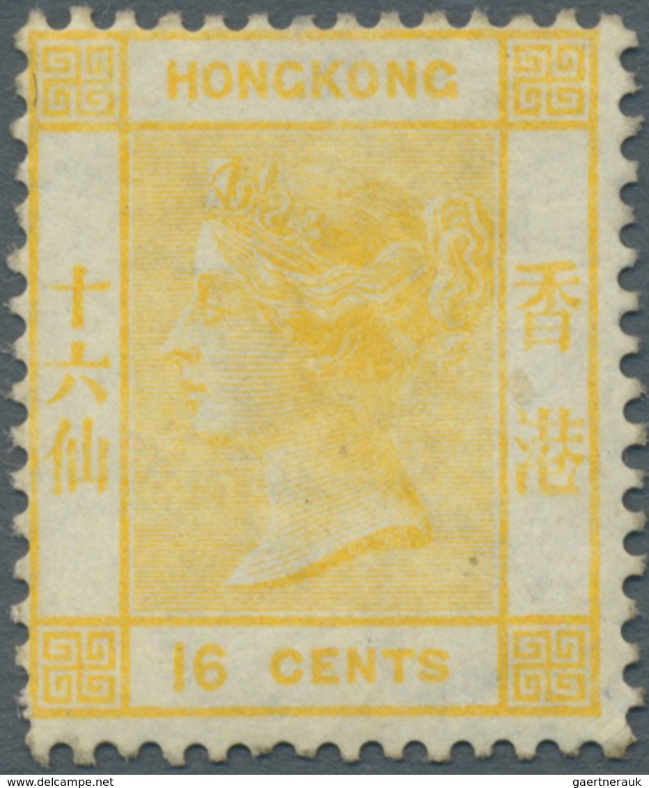 * Hongkong: 1877: 16 C. Yellow, Mint With Large Part Original Gum, Signed Pascal Scheller. - Other & Unclassified