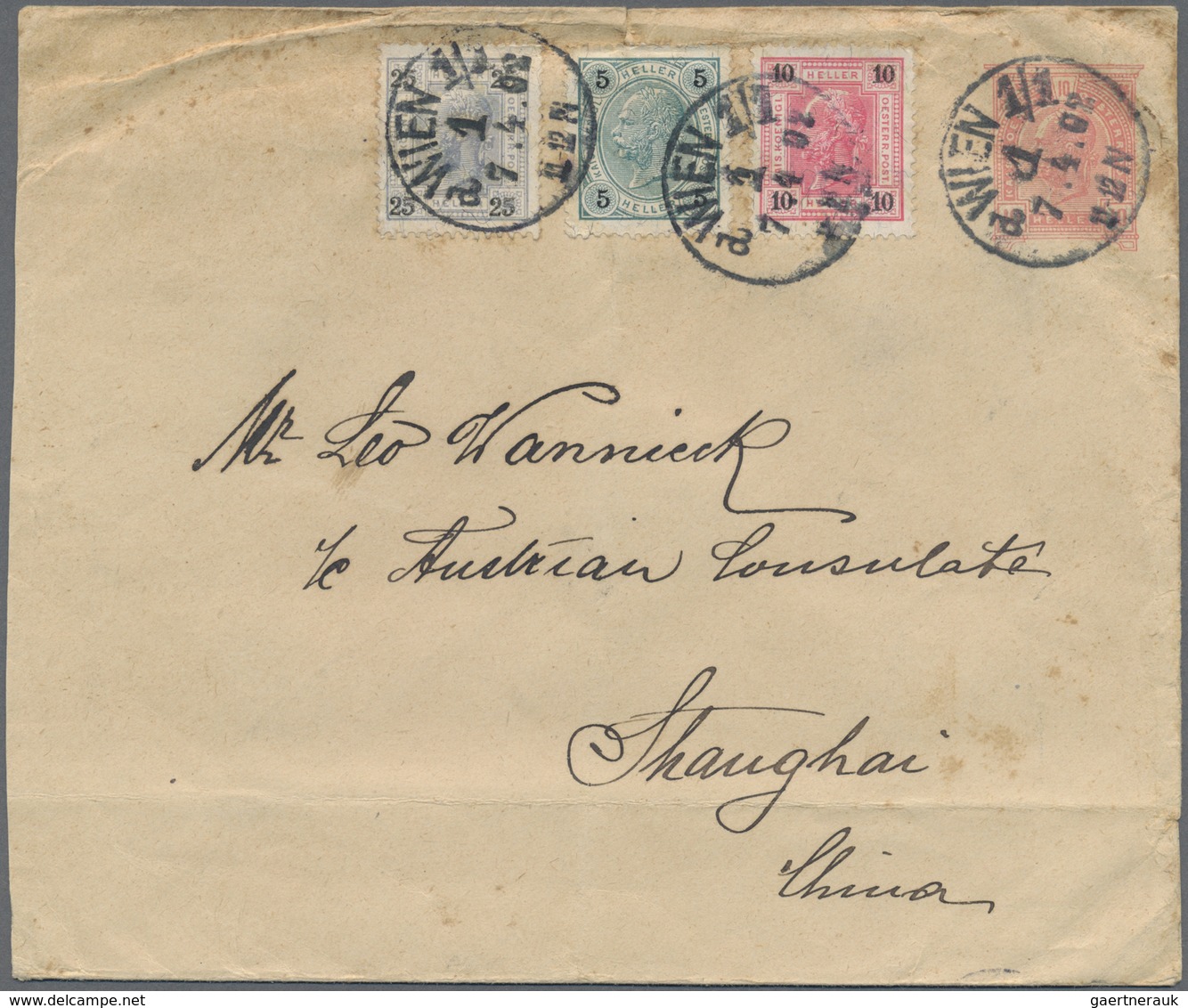 GA Hongkong: 1902. Austrian Postal Stationery (horiz. Fold At Bottom, Creased At Top And A Few Stains) - Other & Unclassified