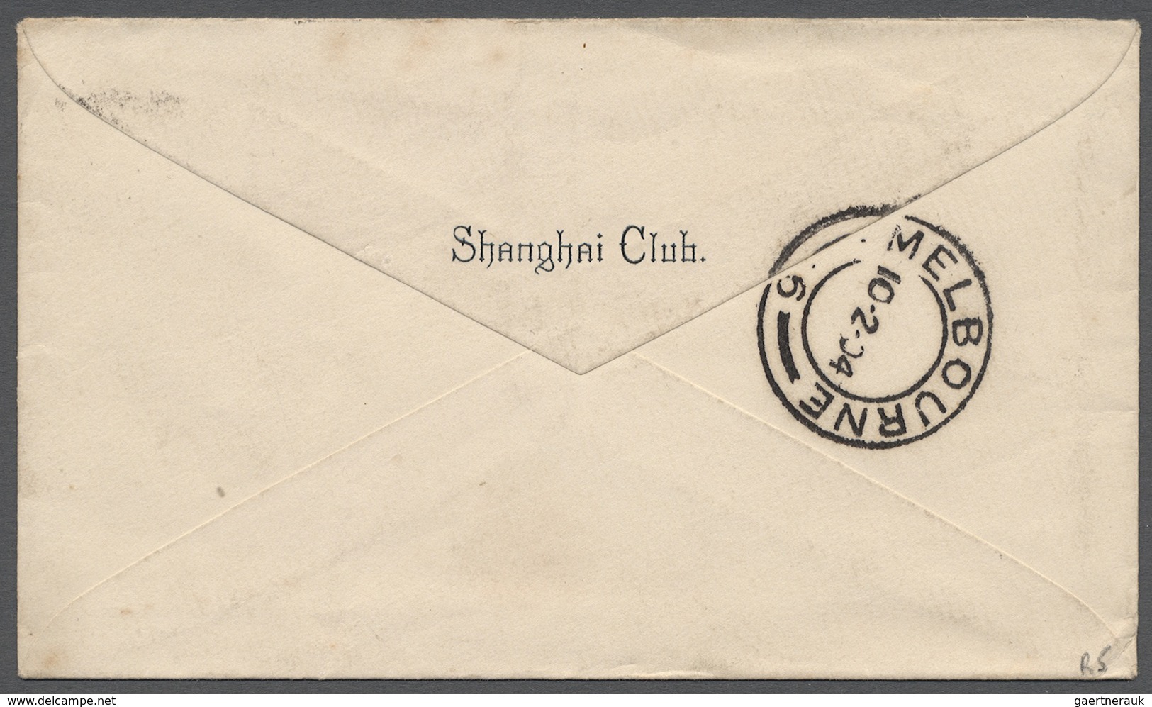 Br Hongkong: 1904, Cover From The Shanghai Club To Melbourne/AUSTRALIA, Franked With 1900 QV 2c Green A - Andere & Zonder Classificatie