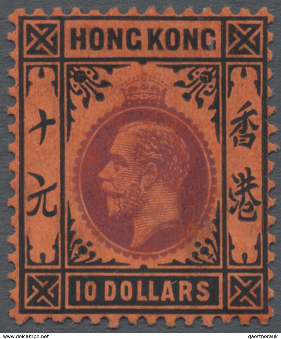 * Hongkong: 1912, 10 $ Purple And Black On Red, Unused, Fresh Colour, Fine, Signed Scheller And Bolaff - Other & Unclassified