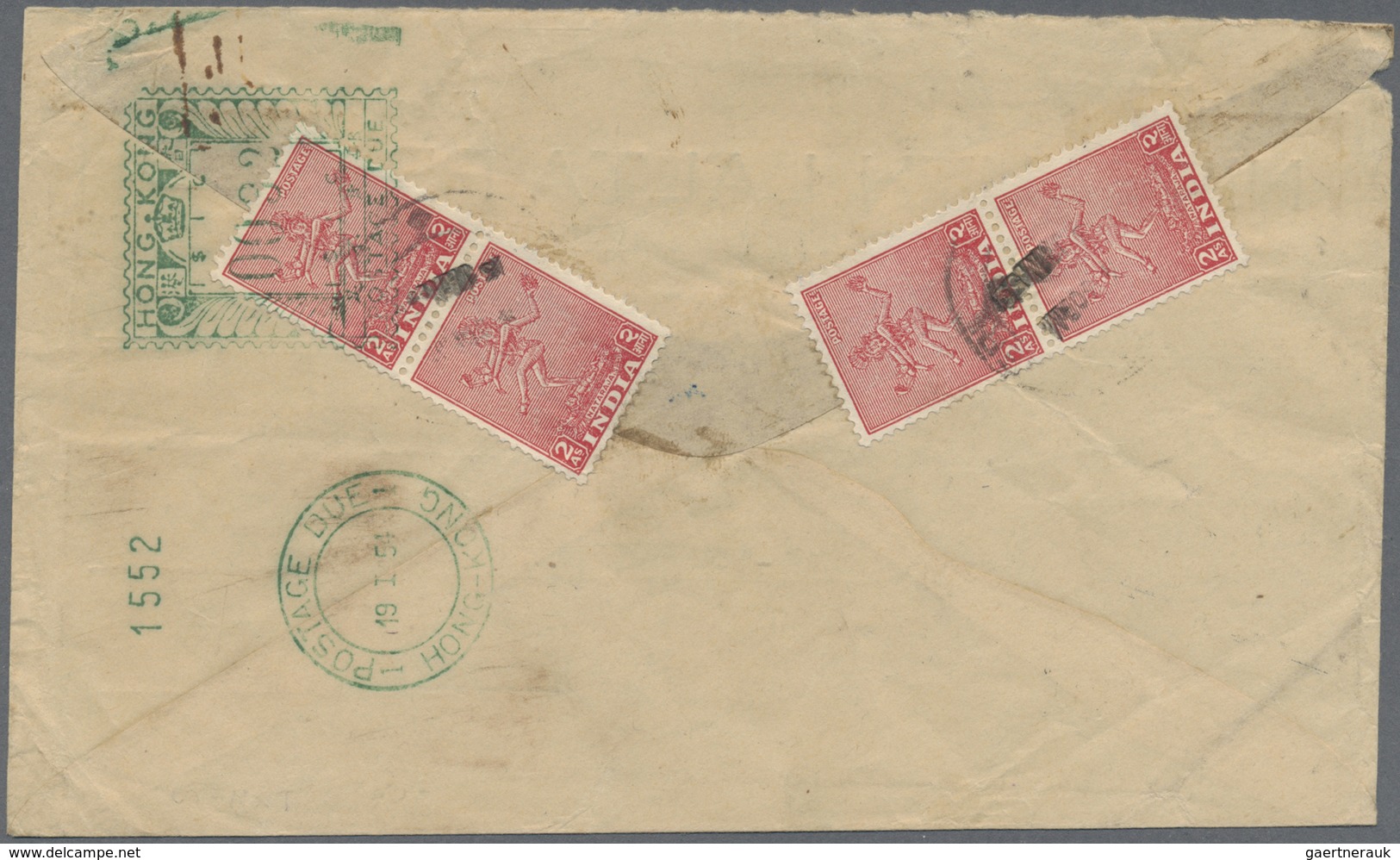 Br Hongkong: 1954. Air Mail Envelope Written From India Addressed To Hong Kong Bearing Lndia SG 313, 2a - Other & Unclassified