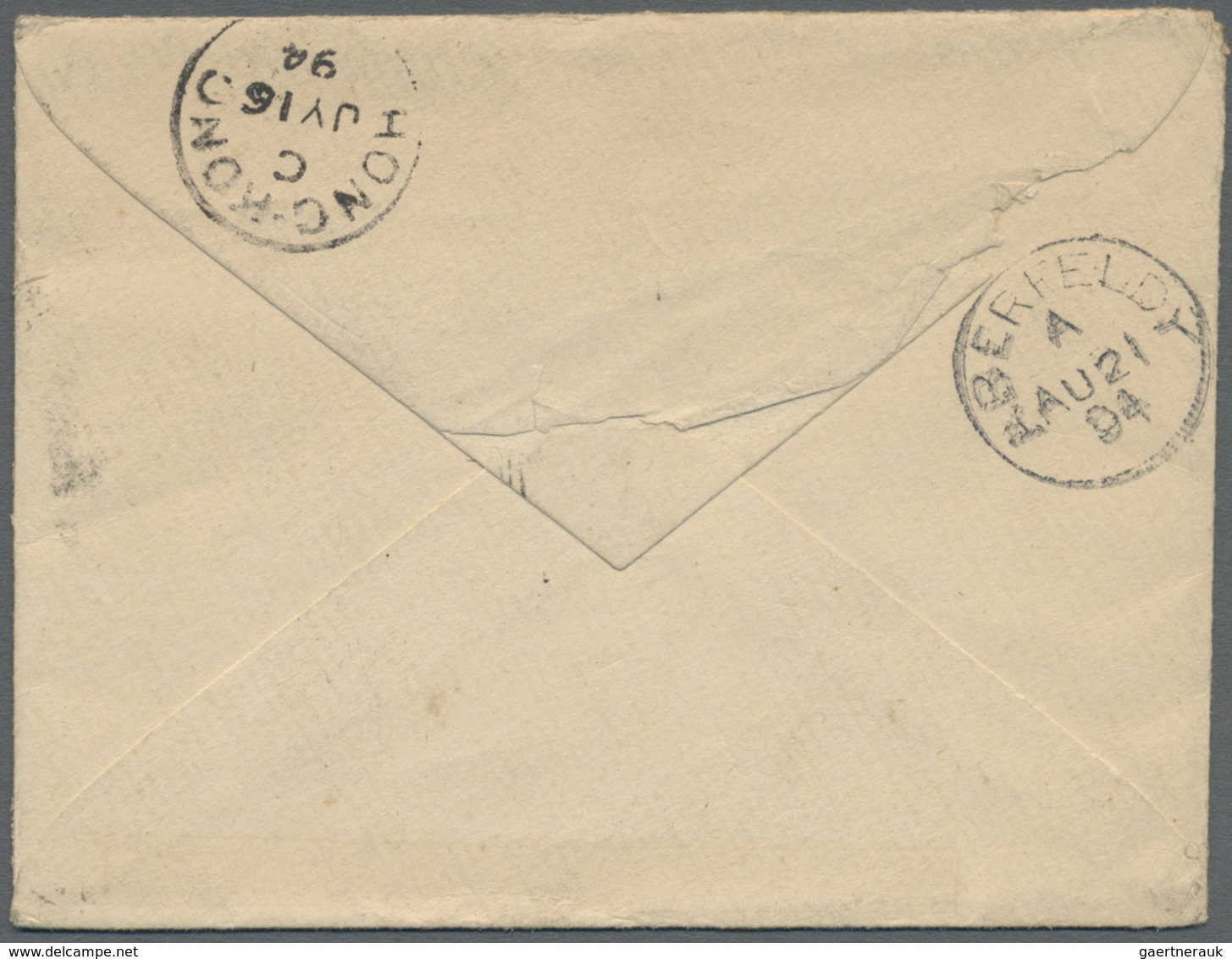 Br Hongkong - Treaty Ports: Foochow: 1880/83, QV 2 C., 5 C. Tied "FOOCHOWFOO A JY 13 94" To Small Cover - Other & Unclassified