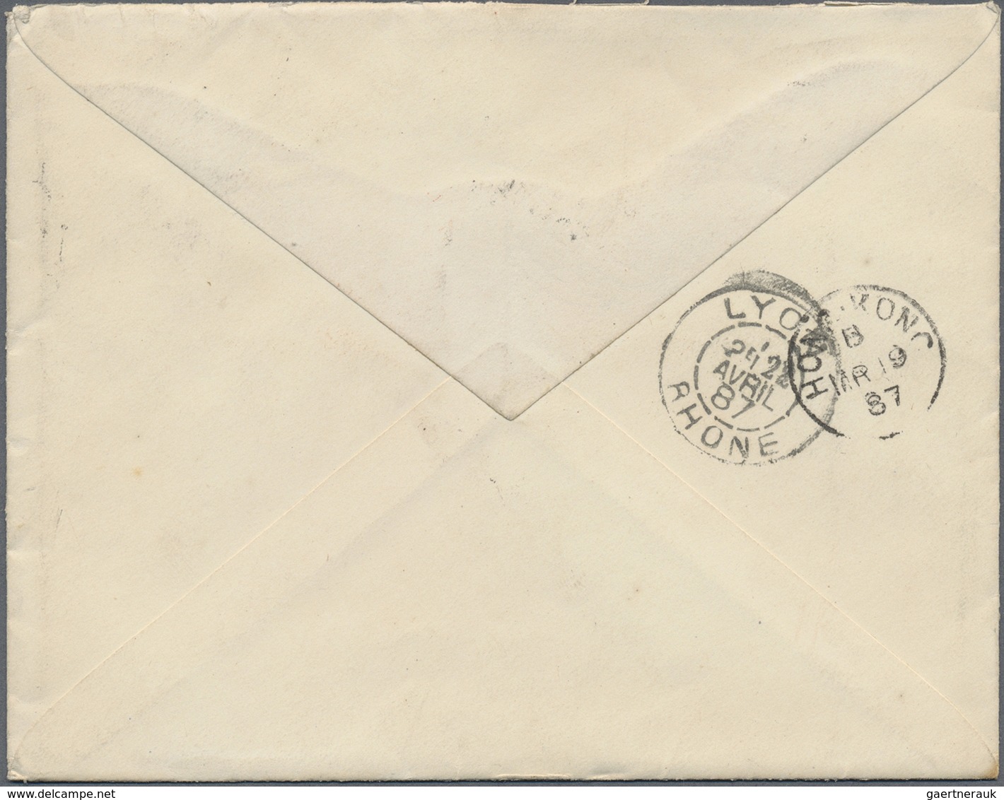 Br Hongkong - Treaty Ports: 1887. Envelope Addressed To France Bearing Hong Kong SG 37, 10c Deep Green - Other & Unclassified