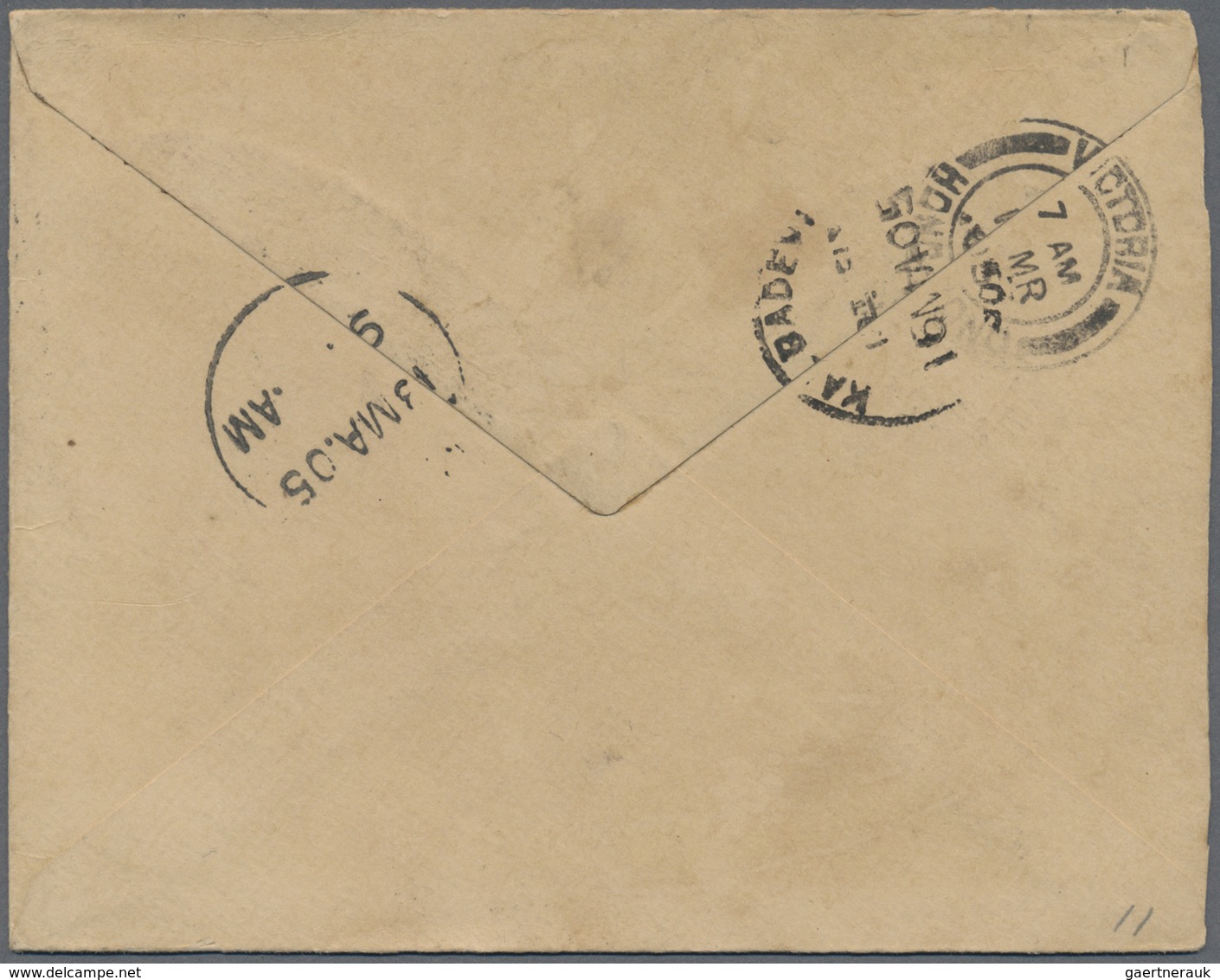 GA Hongkong - Treaty Ports: 1905. Postal Stationery Envelope 5 Cents Purple Cancelled By Canton/B Date - Other & Unclassified