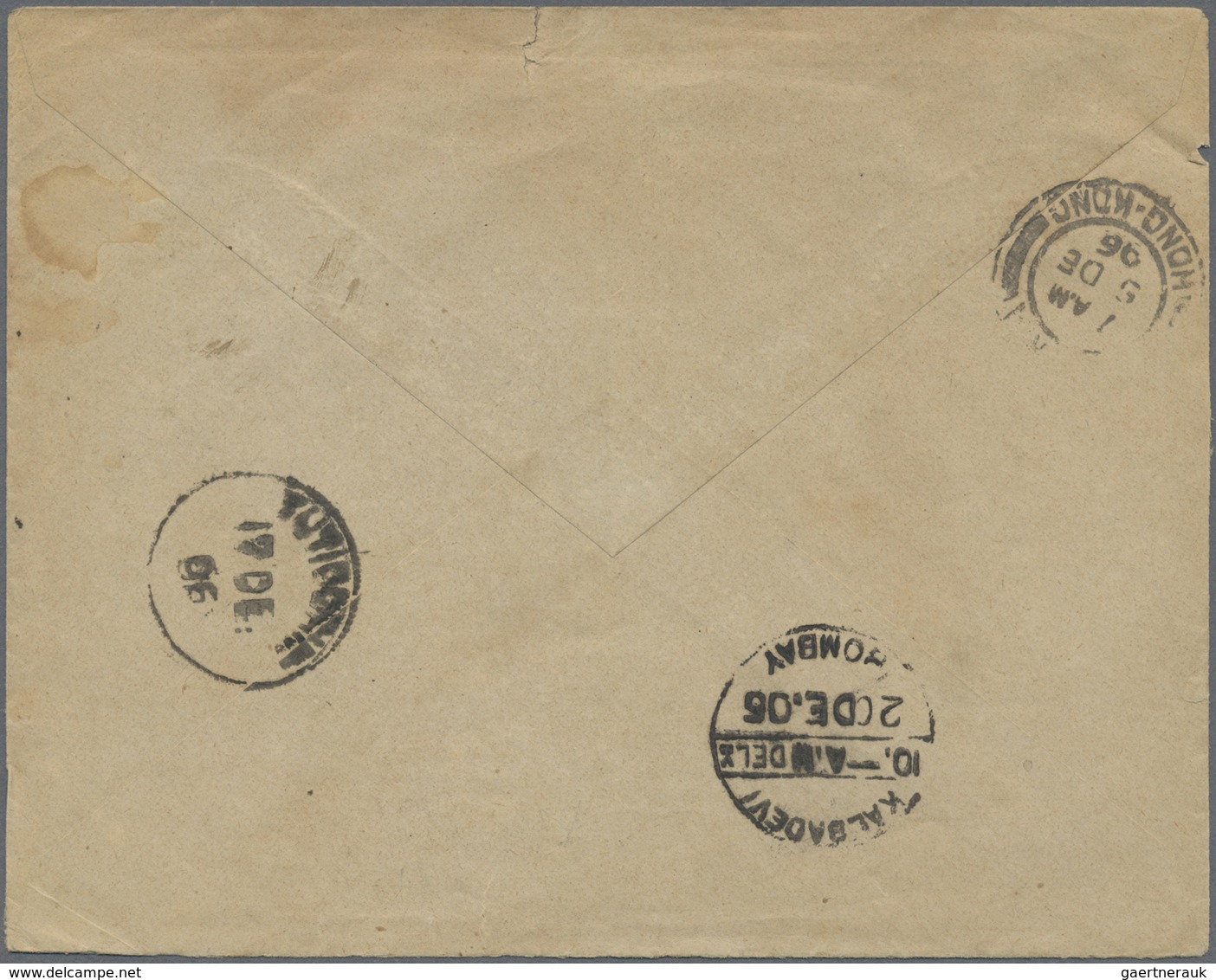 GA Hongkong - Treaty Ports: 1906. Postal Stationery Envelope (small Faults,toned) 5 Cents Purple/buff C - Other & Unclassified