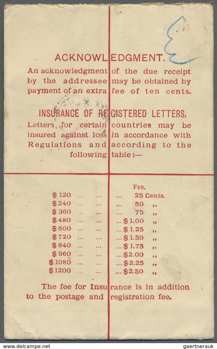 GA Hongkong - Ganzsachen: 1912, Registration Envelope KEVII 10 C. Uprated KEVII 4 C. Canc. "REGISTERED - Postal Stationery