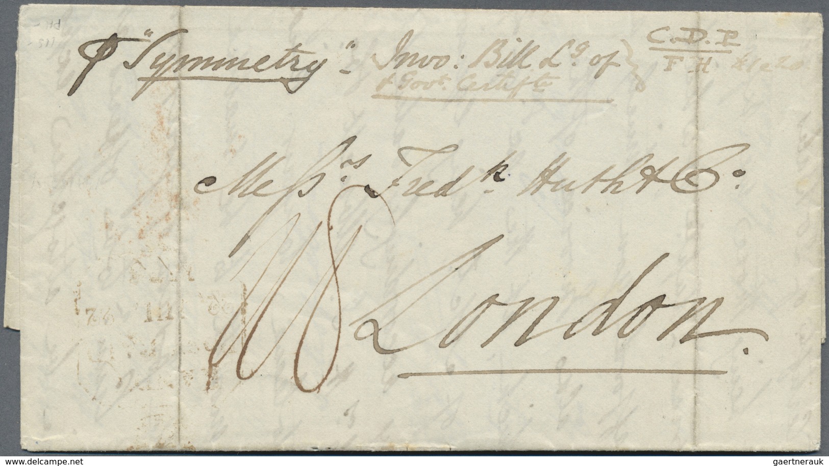 Br Indien - Vorphilatelie: 1836 (21 July): Entire Letter (Invoice Of Cinnamon Shipped By The "Symmetry" - ...-1852 Prephilately