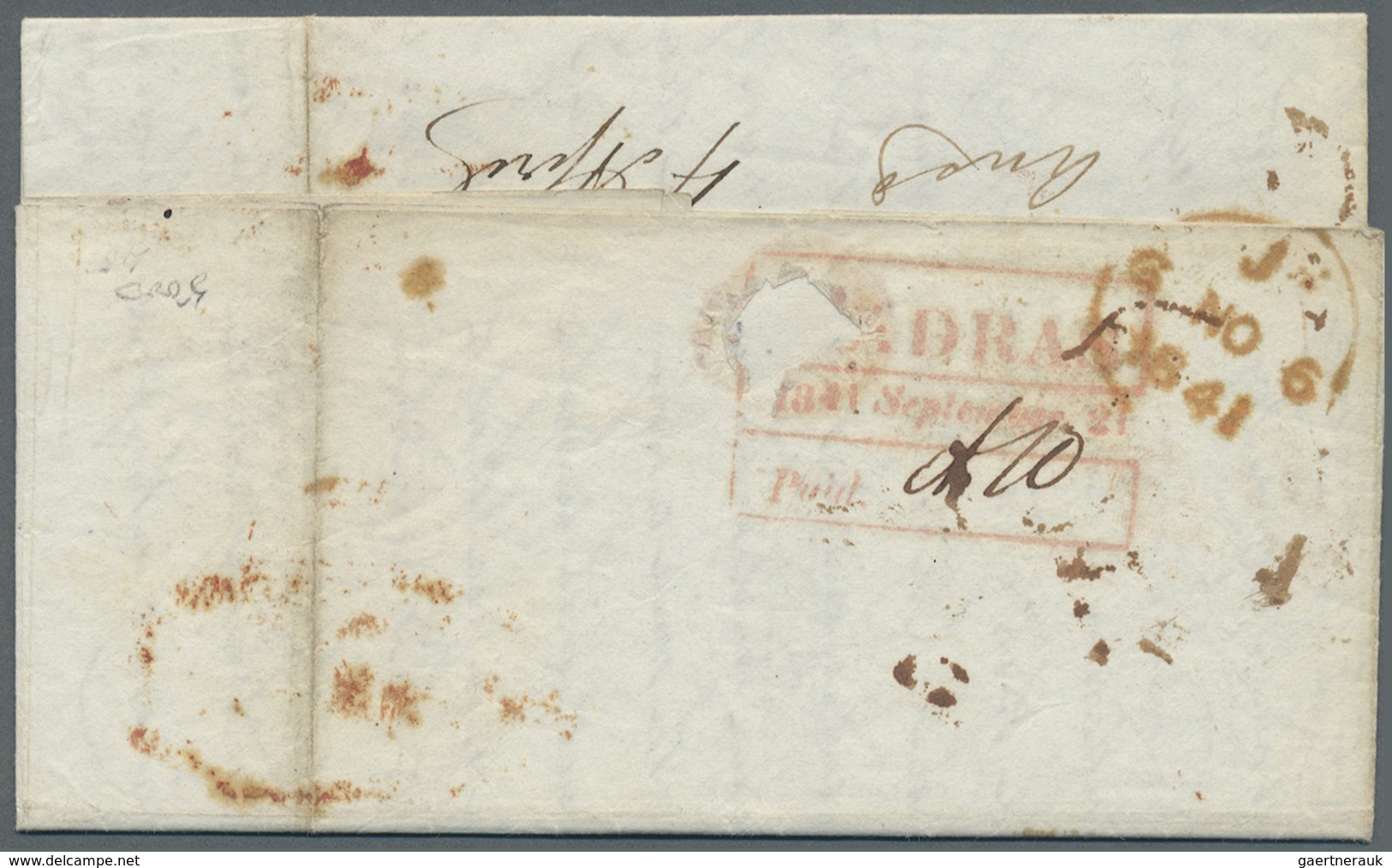 Br Indien - Vorphilatelie: 1841, Two Entire Letters From The Huth Correspondence From Madras (Hall Bamb - ...-1852 Prephilately